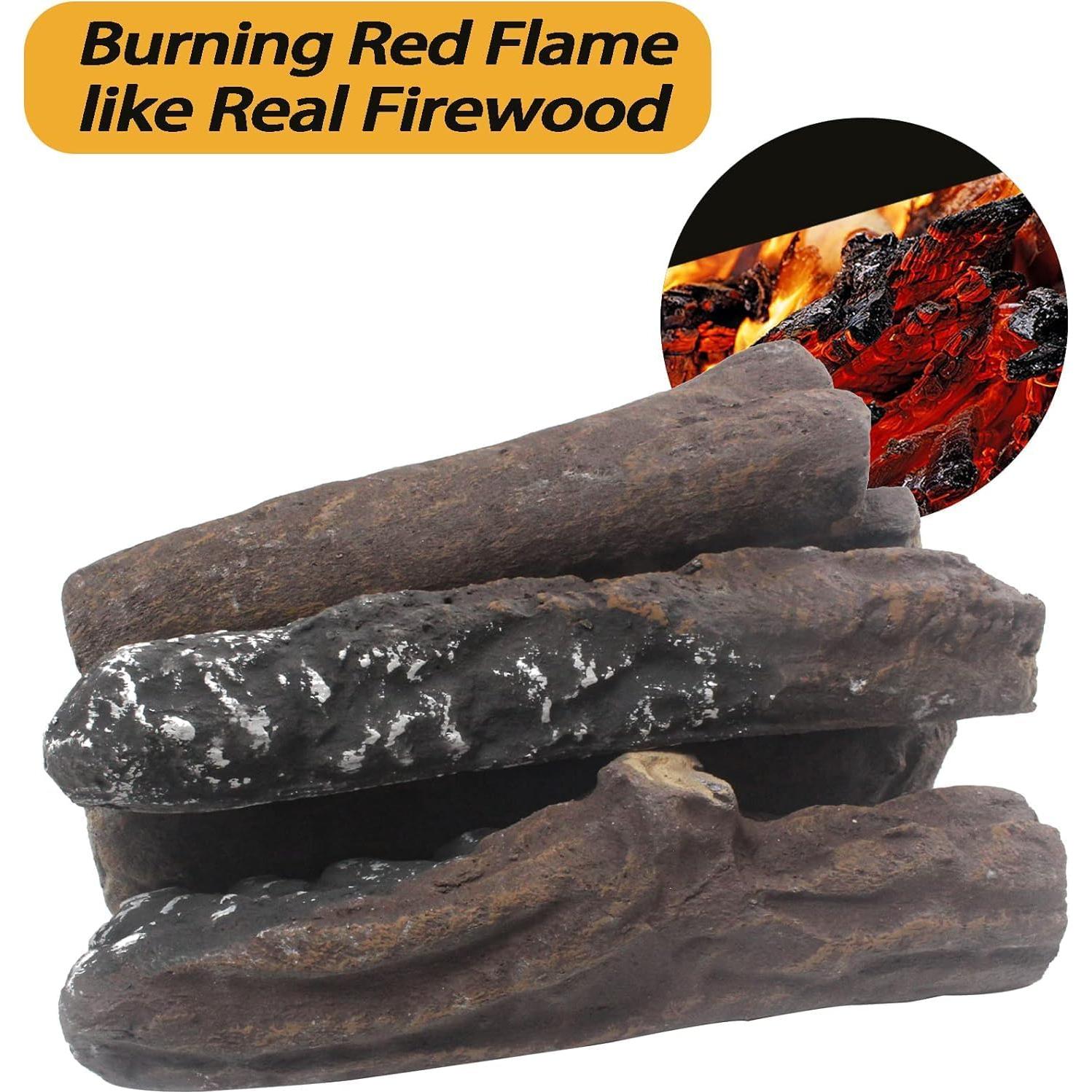 Registros de Chimenea de Gas Grandhom 10pcs Cerámica Madera