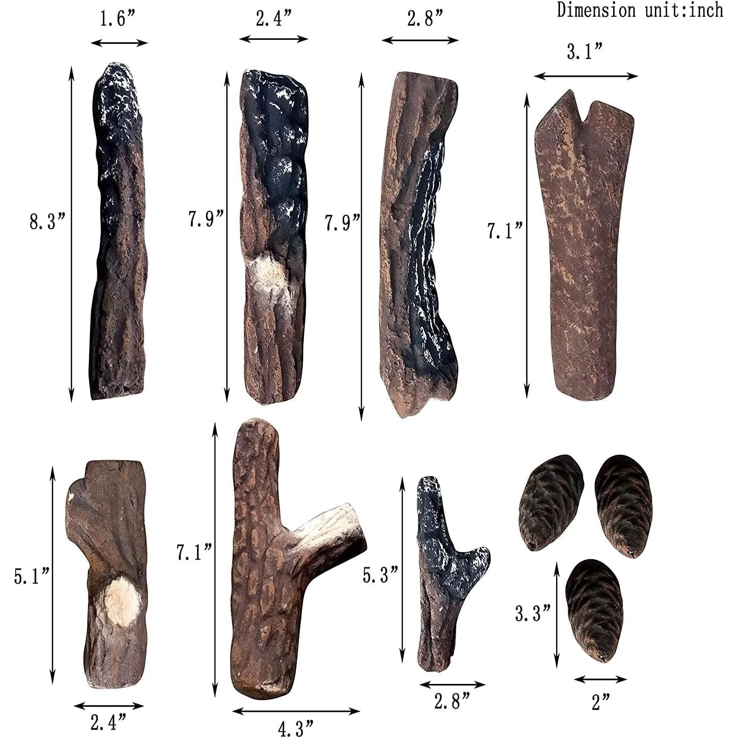 Registros de Chimenea de Gas Grandhom 10pcs Cerámica Madera