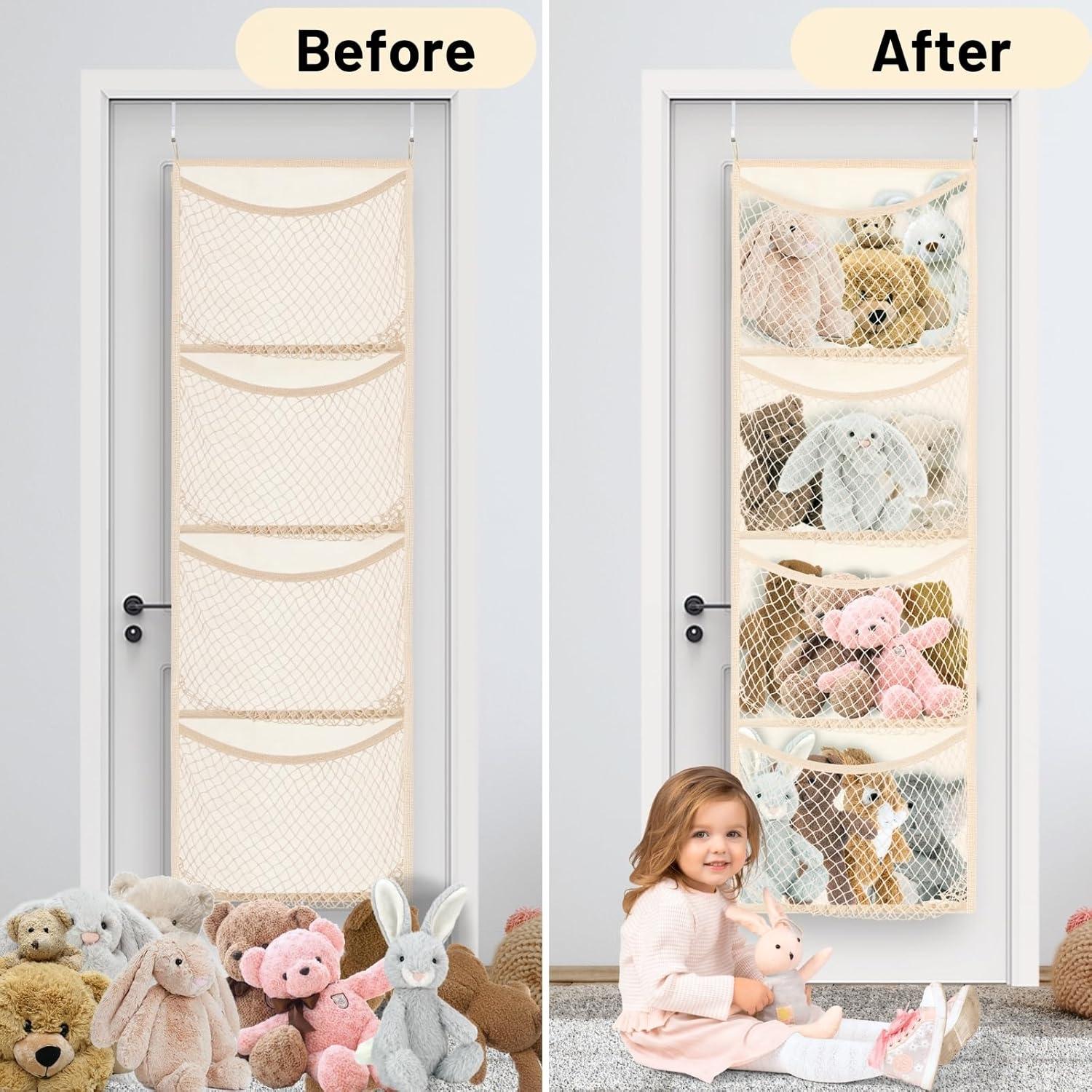 Organizador de Juguetes de Peluche Ofiray-home Beige 4 Bolsillos