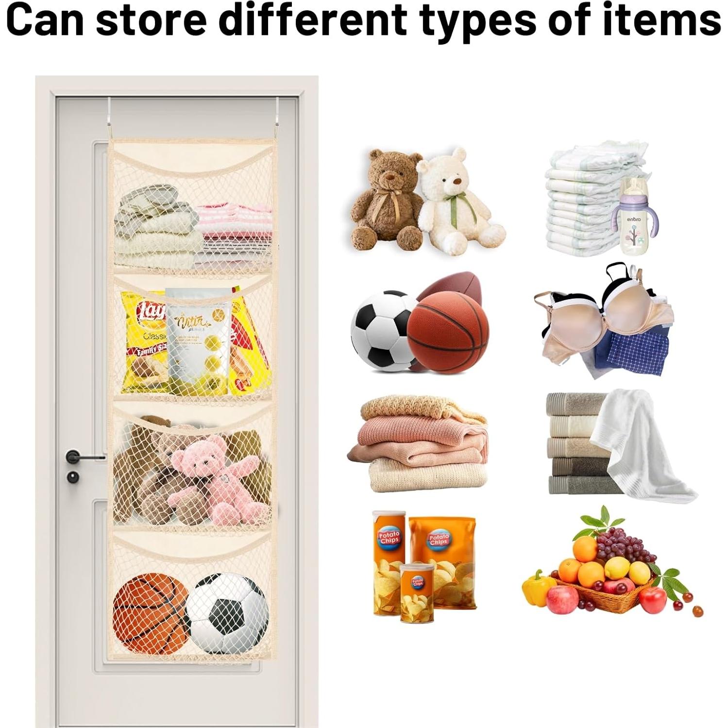 Organizador de Juguetes de Peluche Ofiray-home Beige 4 Bolsillos