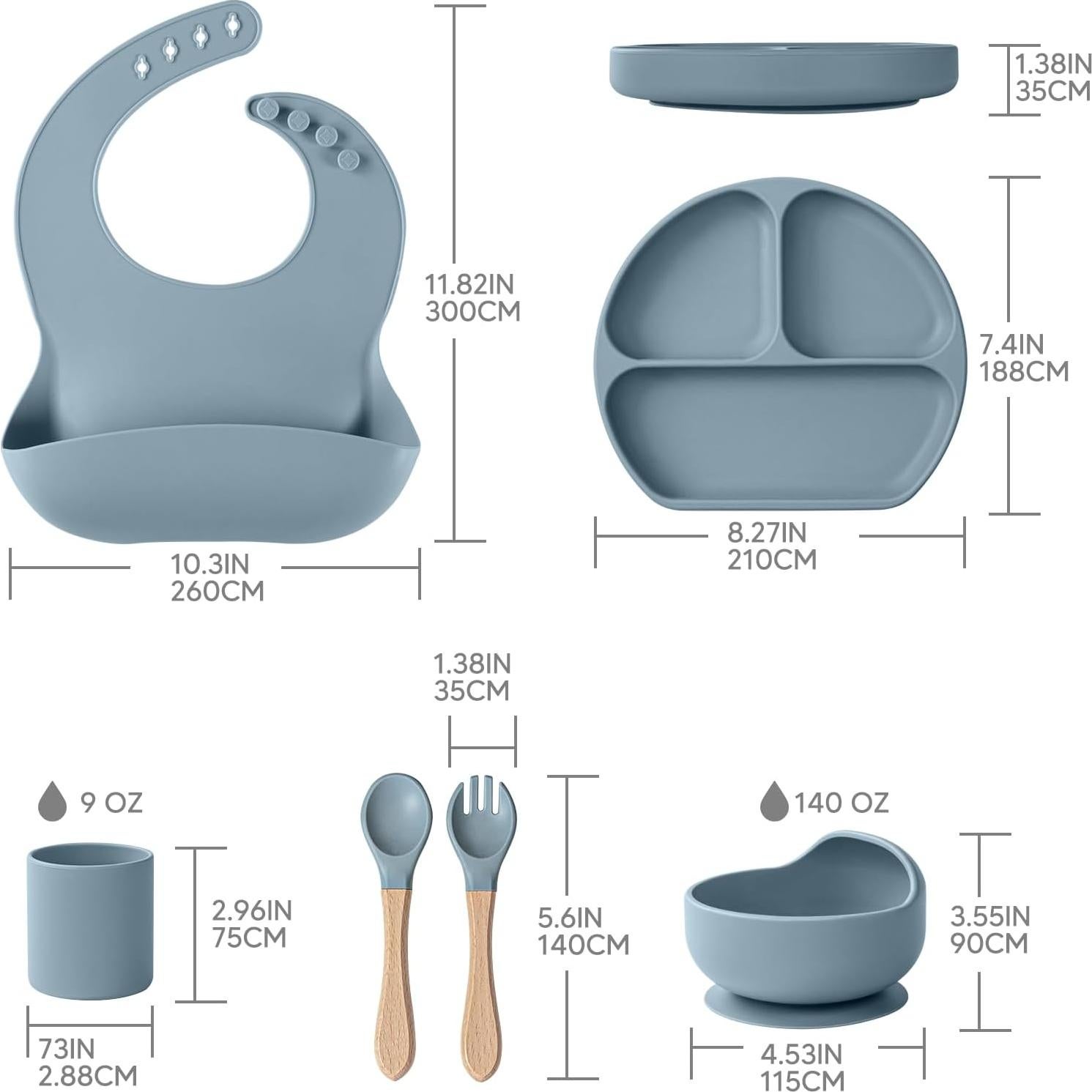 Juego de Alimentación de Silicona WiLLBEttER 6 Piezas Azul