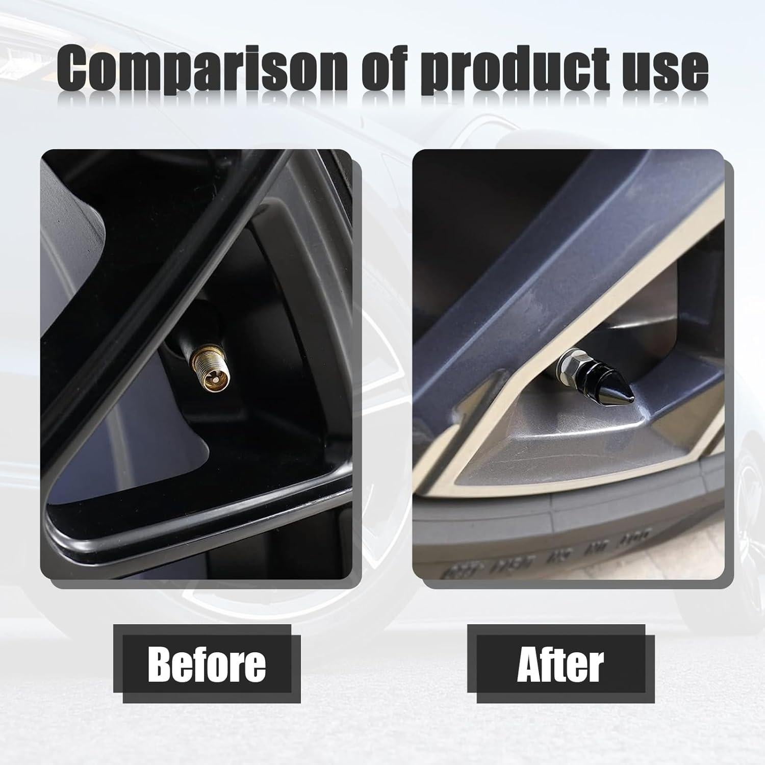 Ziciner Tapas de Válvula de Neumático de Coche 4 PCS Negro