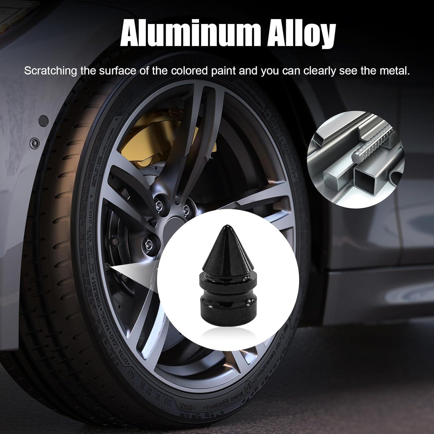 Ziciner Tapas de Válvula de Neumático de Coche 4 PCS Negro