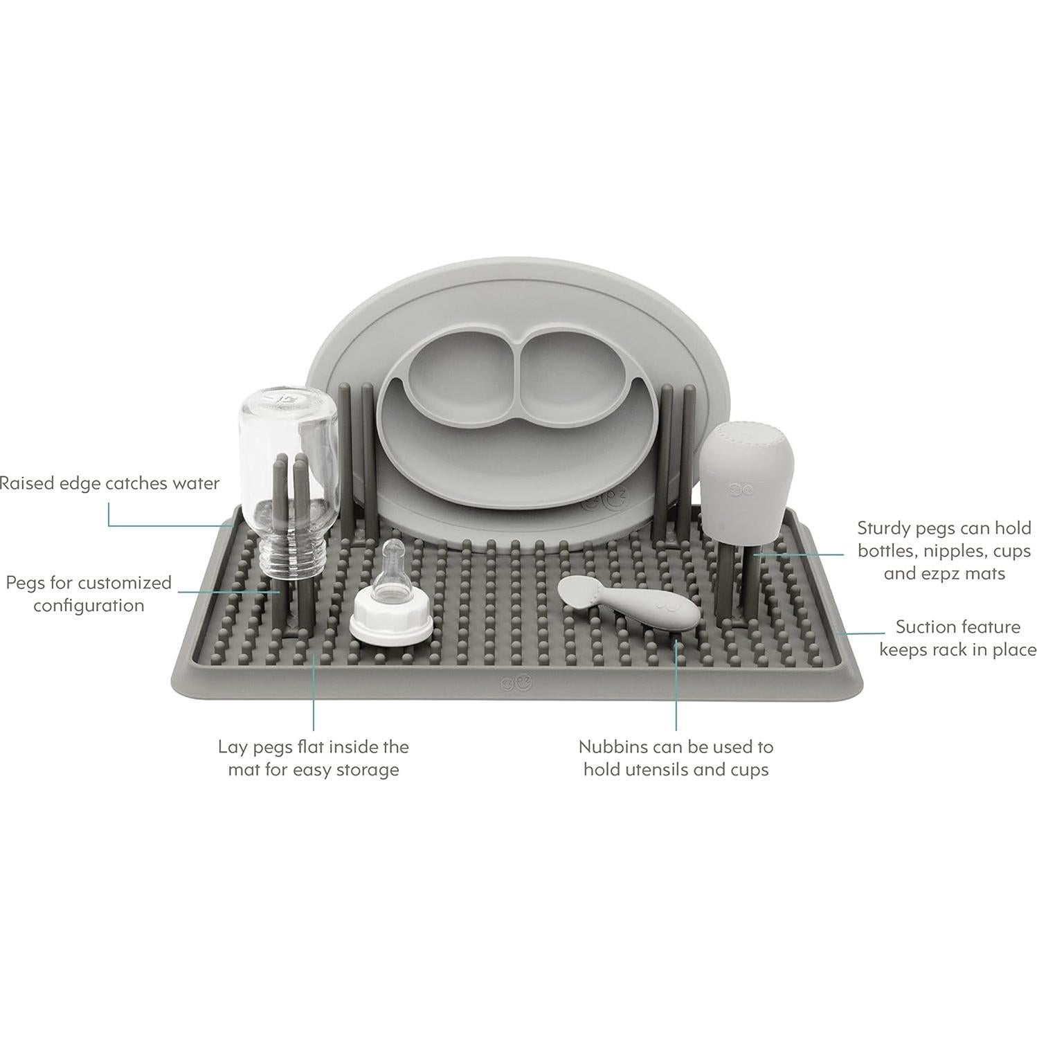 Estante de Secado ezpz Gris - Silicona Plegable y Ajustable