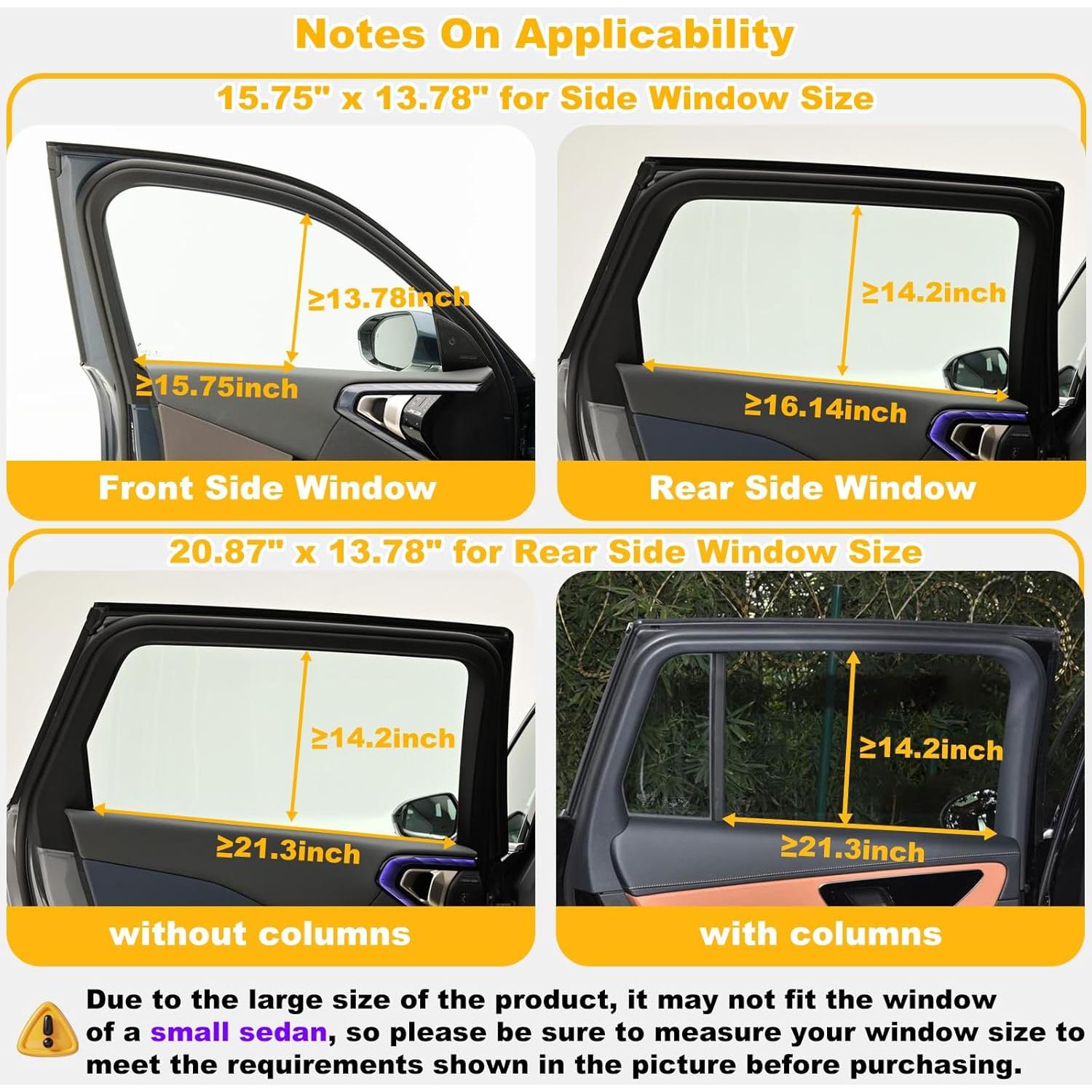 Sombrillas para Ventanas de Auto XCBYT - 4 Piezas UV y Privacidad