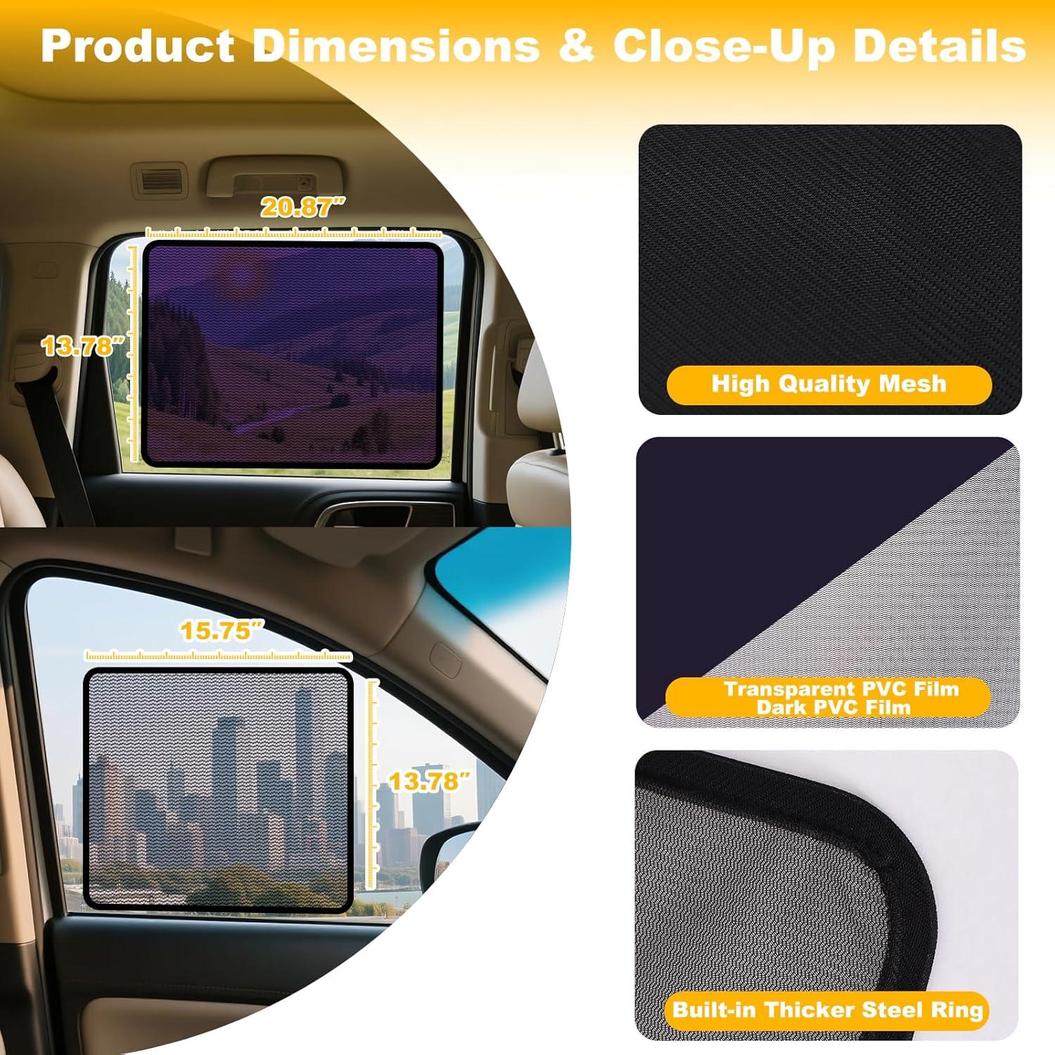 Sombrillas para Ventanas de Auto XCBYT - 4 Piezas UV y Privacidad