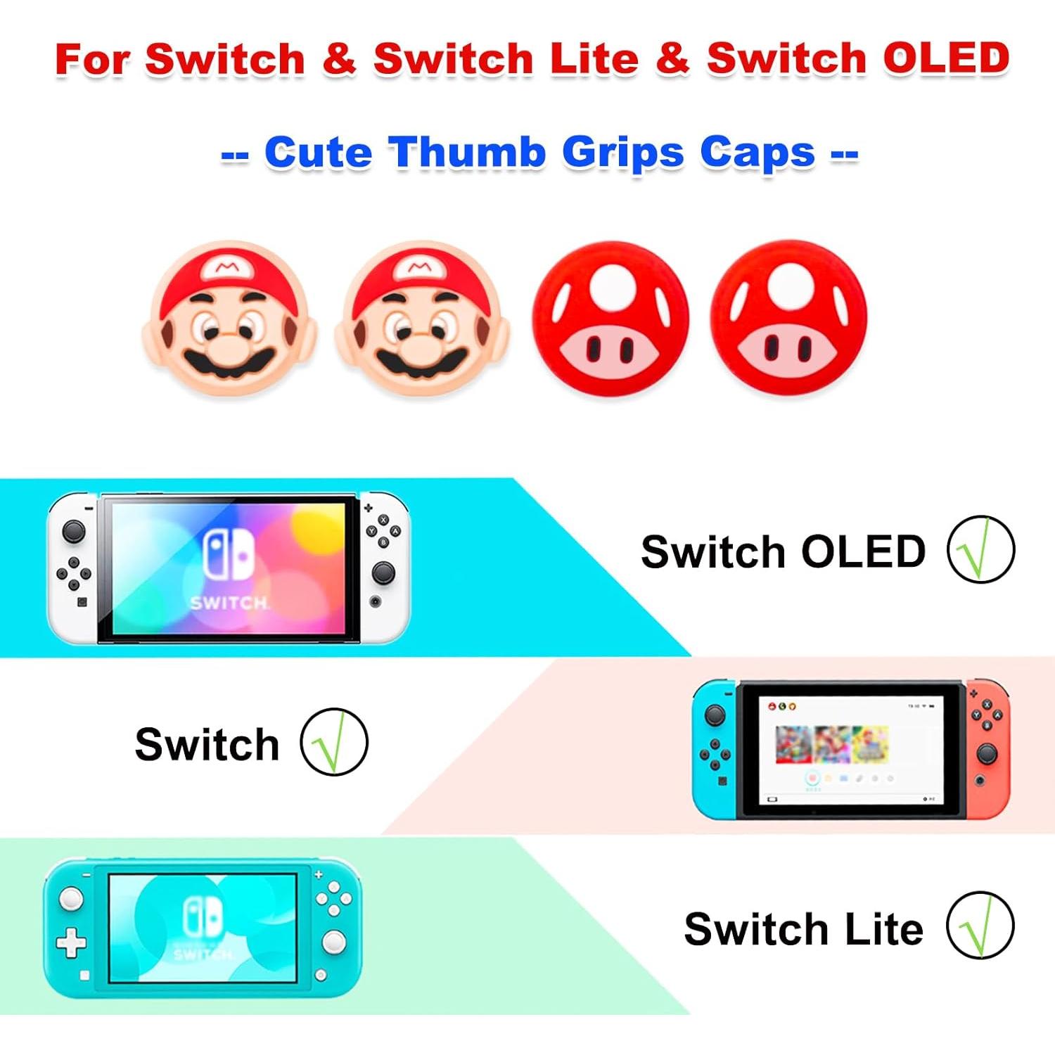 Tapas de agarre para pulgar Sunmike Rojo para Nintendo Switch 4PCS