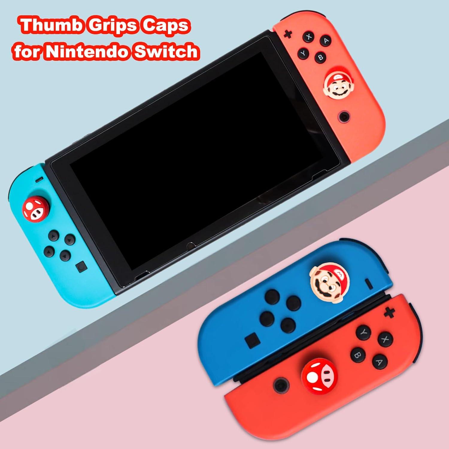 Tapas de agarre para pulgar Sunmike Rojo para Nintendo Switch 4PCS