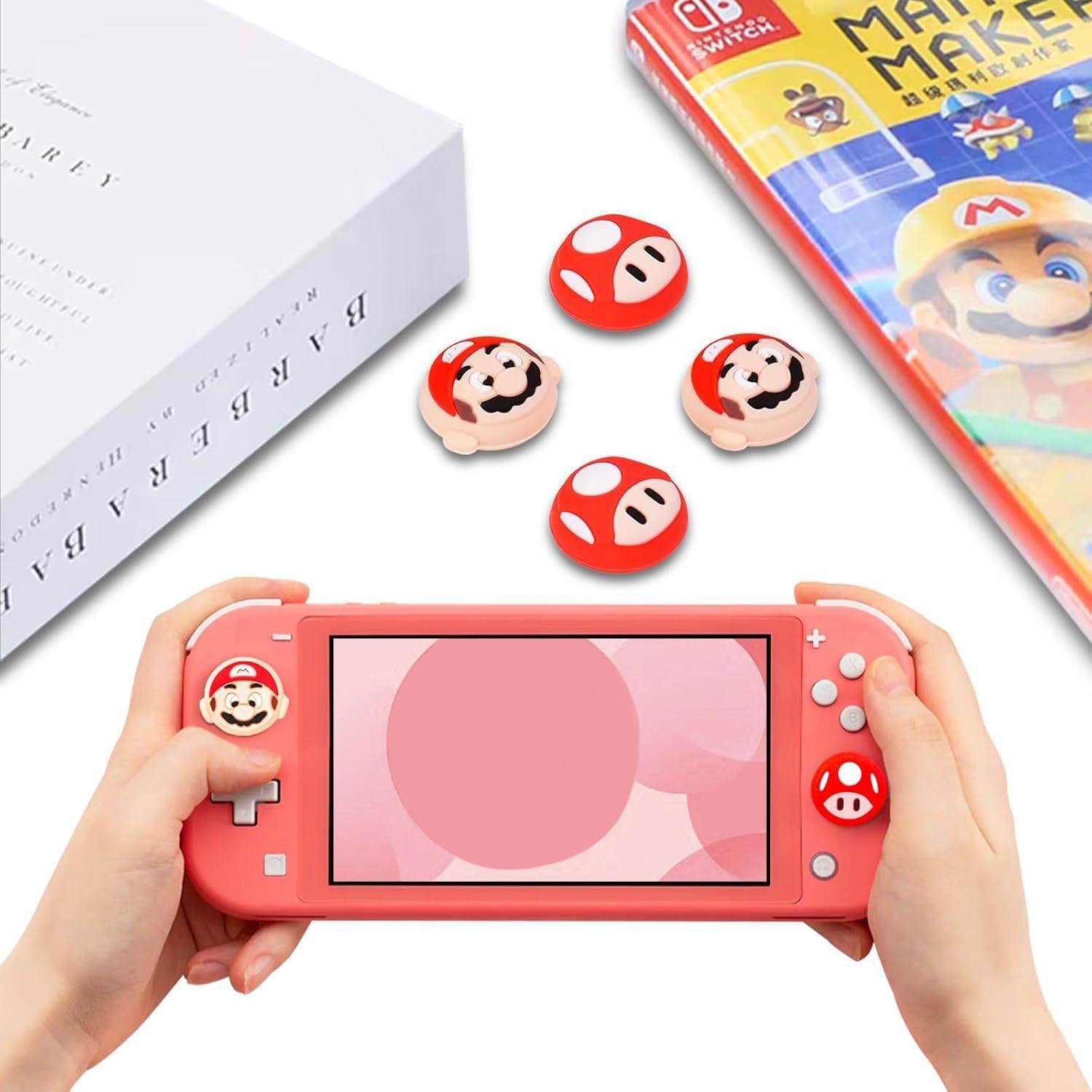 Tapas de agarre para pulgar Sunmike Rojo para Nintendo Switch 4PCS