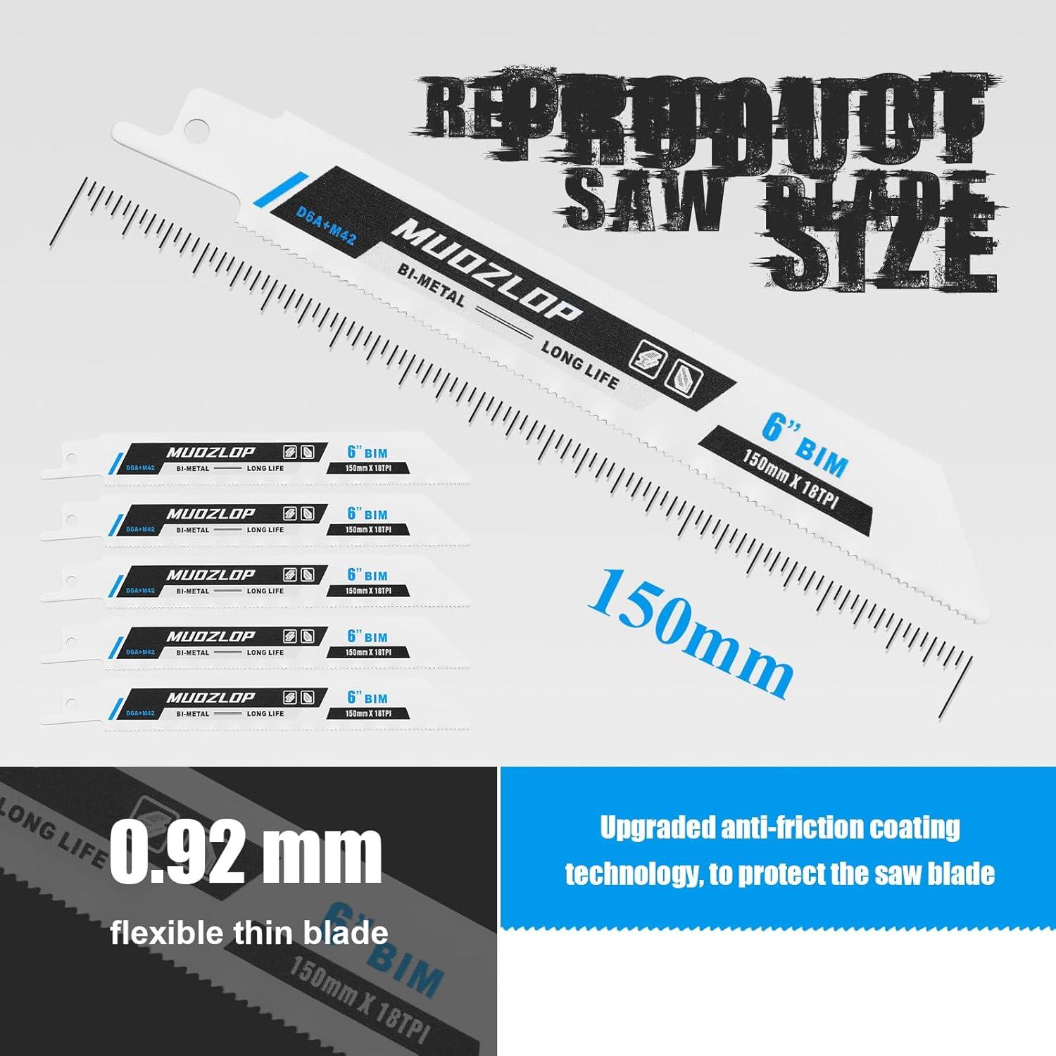 Paquete de 5 Hojas de Sierra Recíproca MUOZLOP 18 TPI 225mm