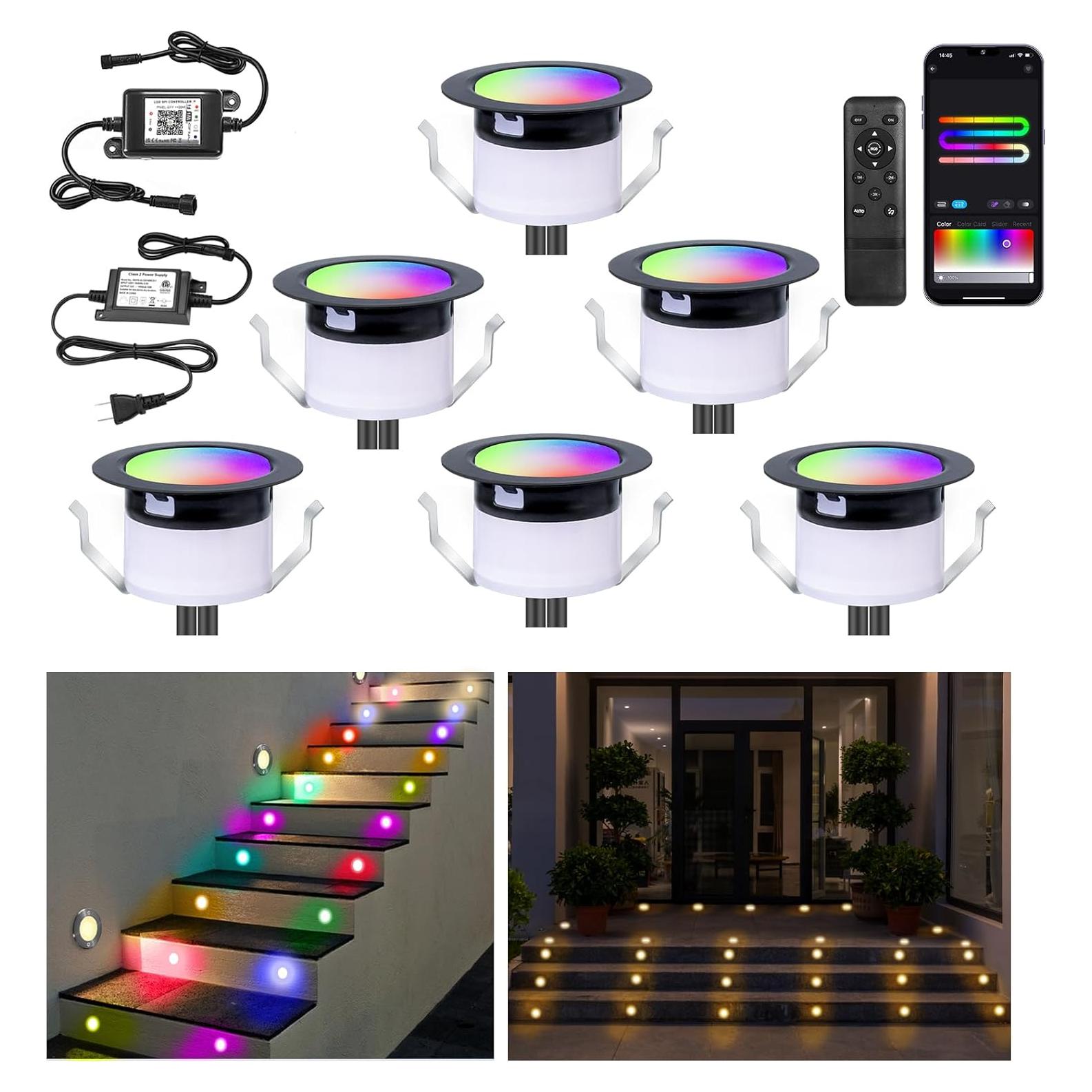Kit de luces LED RGBW FVTLED para deck IP67 6 unidades