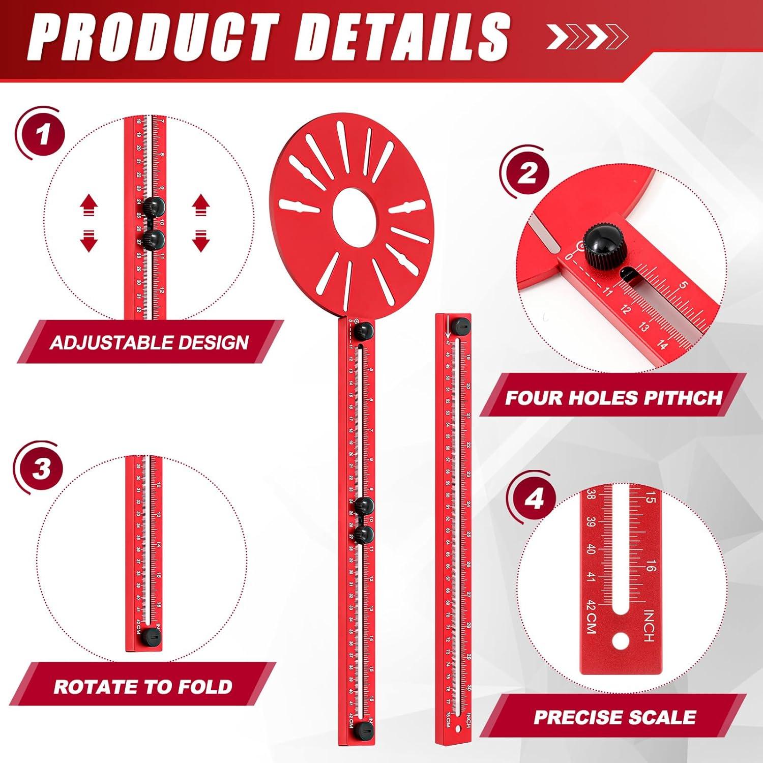Plantilla de Corte Circular Ajustable Aluminio 4 en 1 MorningRo
