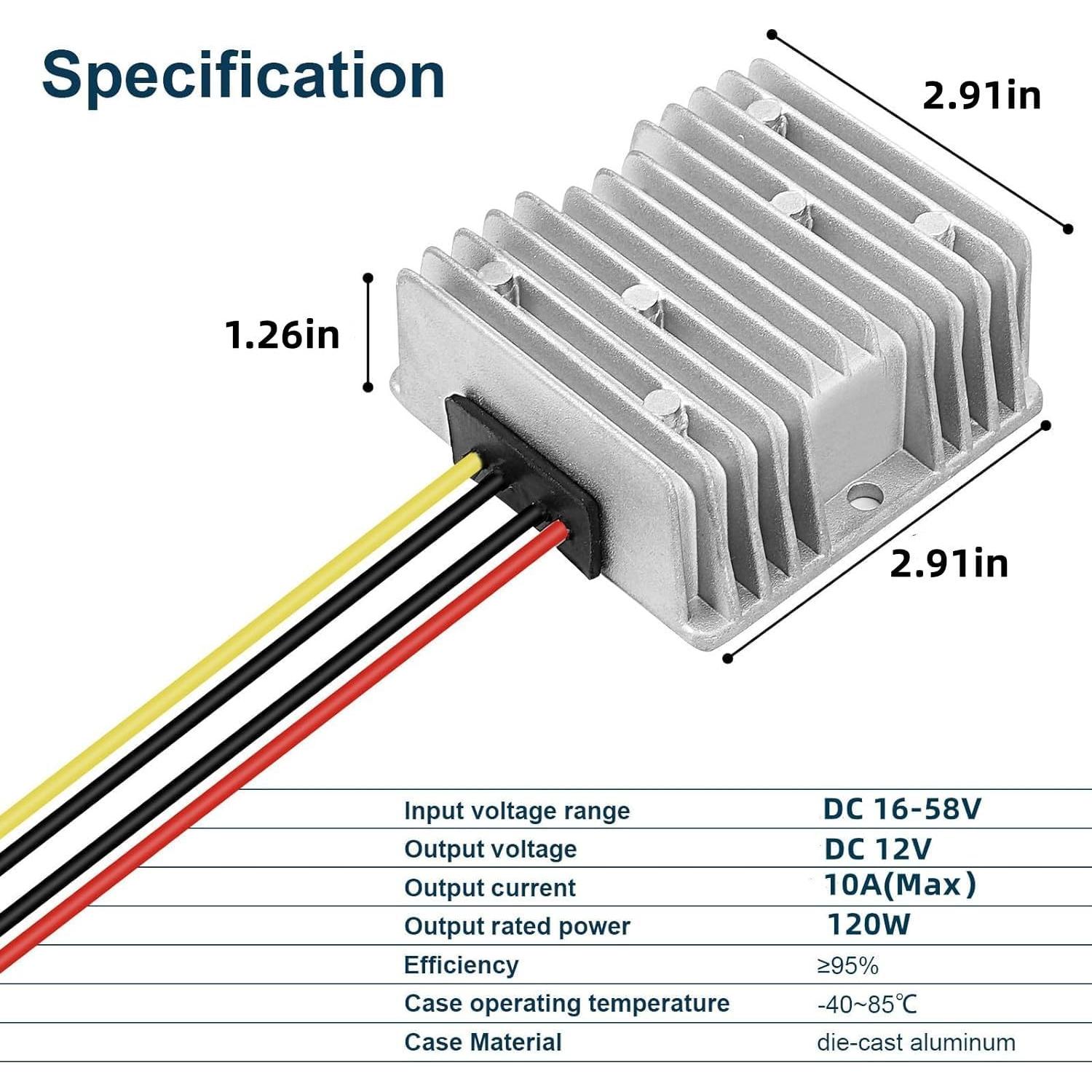 Convertidor de Voltaje YIPIN HEXHA 10A 120W DC 16-58V a 12V