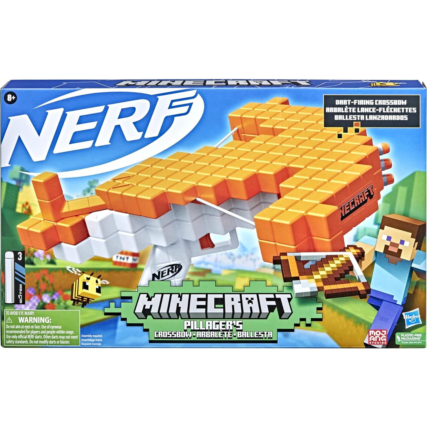 Ballesta Nerf Minecraft del Saqueador con 3 Dardos Elite