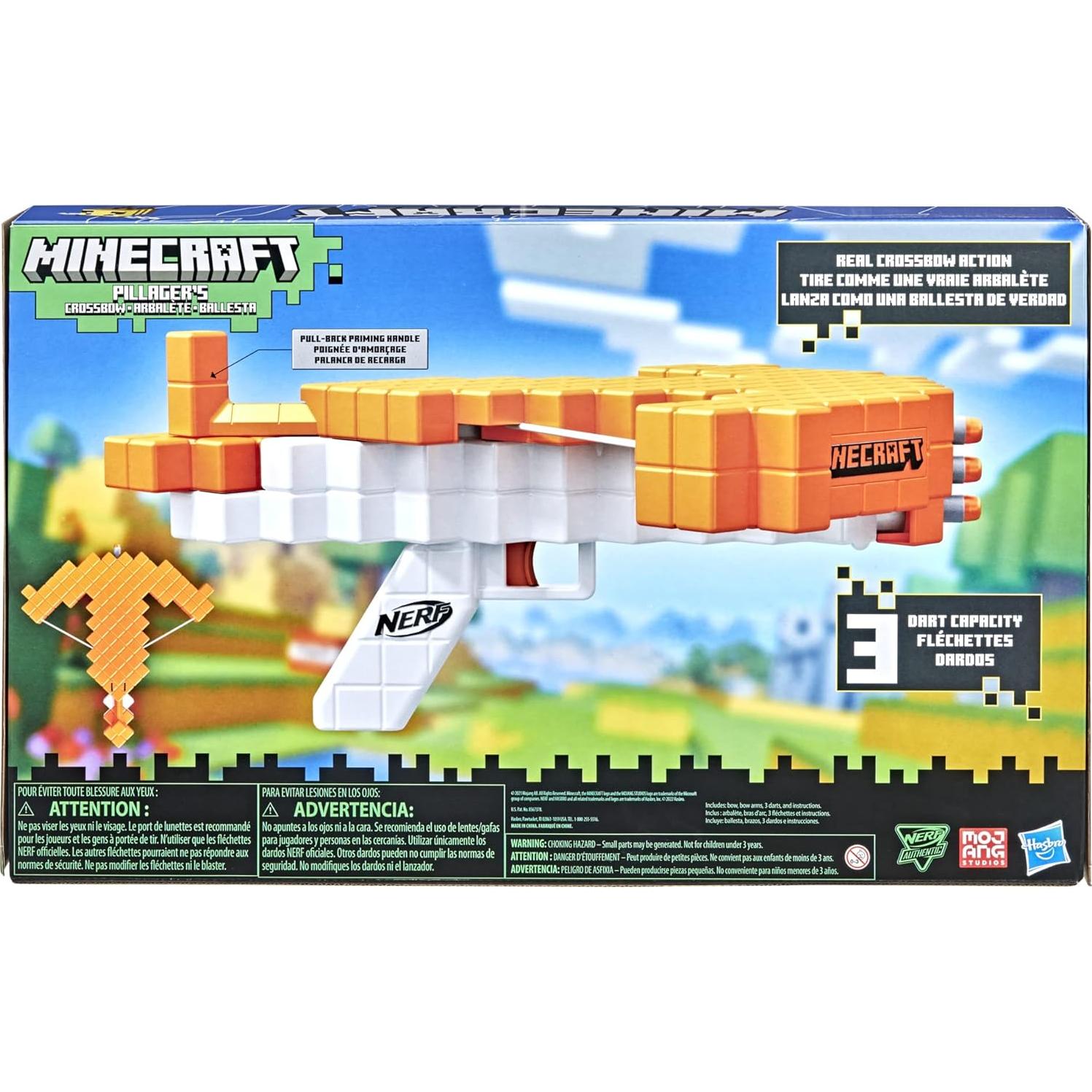Ballesta Nerf Minecraft del Saqueador con 3 Dardos Elite
