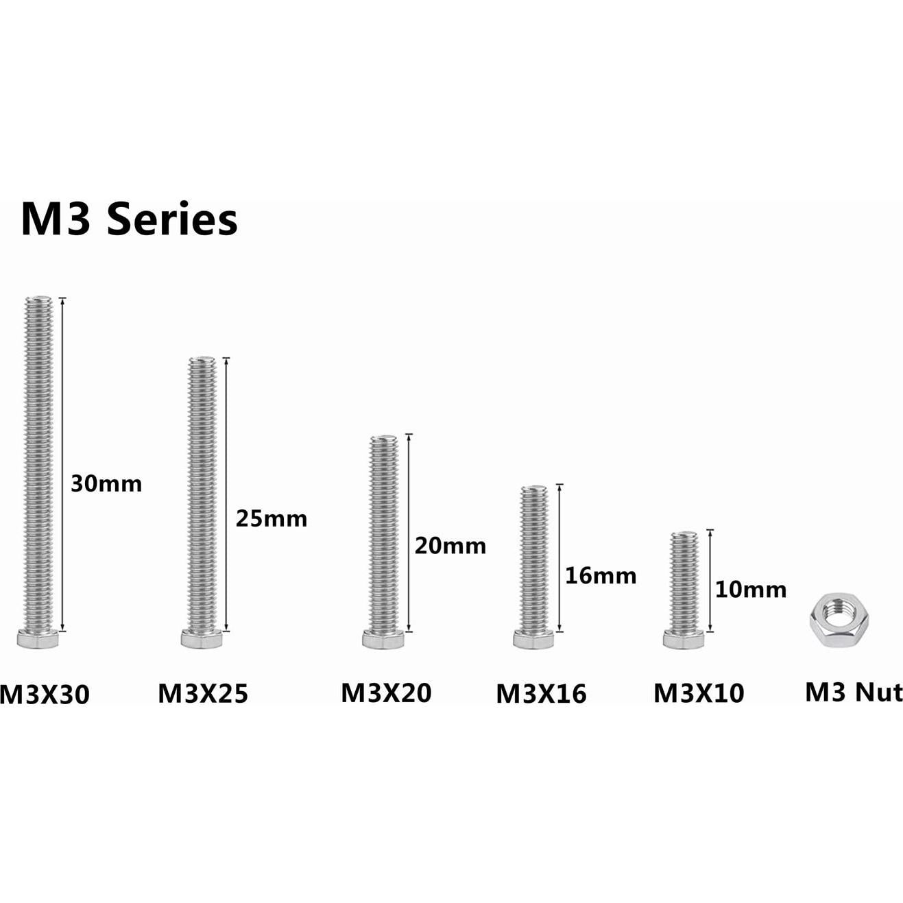Kit 300 Pcs Tornillos y Tuercas M3 Acero Inoxidable 304 Hexagonal