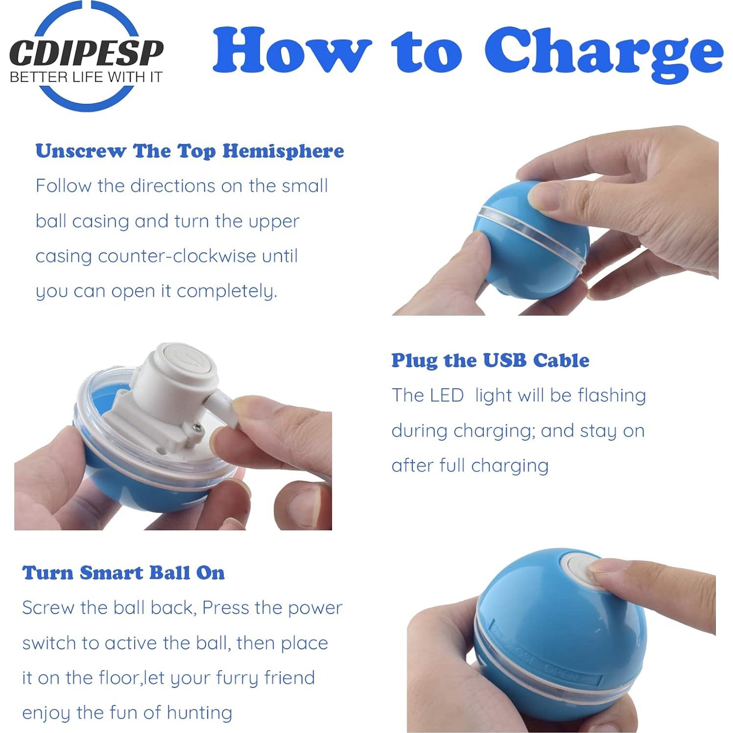 Bola Interactiva para Gatos y Perros Cdypesp Azul LED