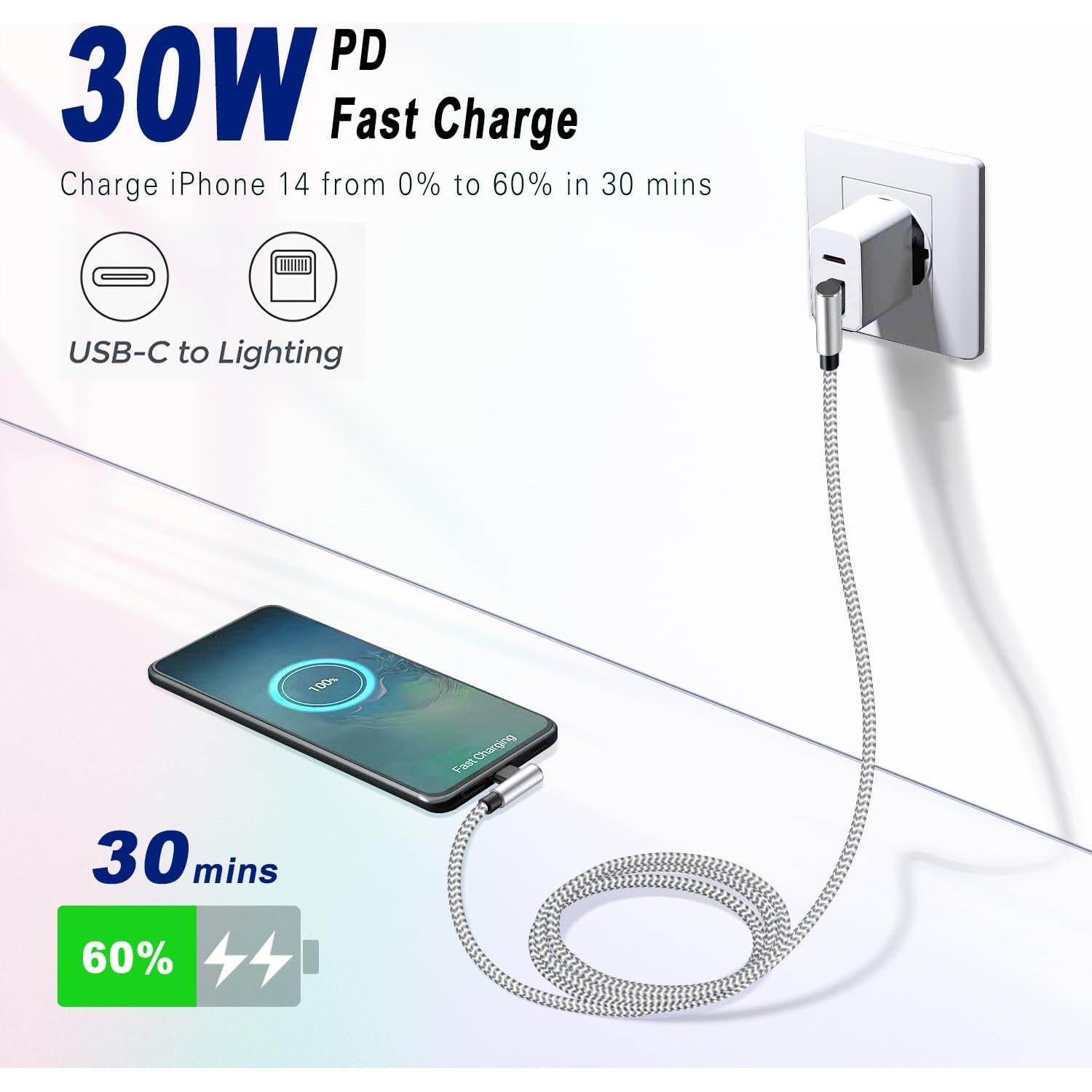 Cable USB C a Lightning Hi-Mobiler 0.91m Carga Rápida 30W