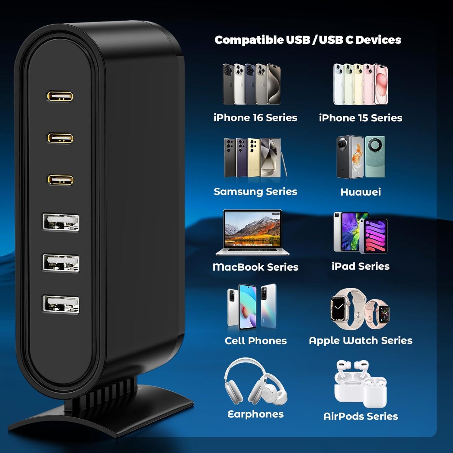 Estación de Carga Rápida USB C 6 Puertos 106W - Shenzhen