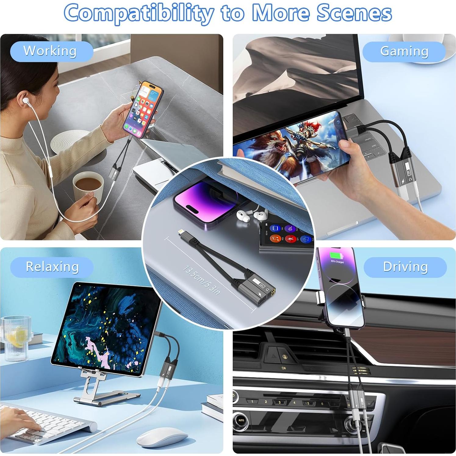 Adaptador 2-en-1 Lightning a 3.5mm MFi para iPhone