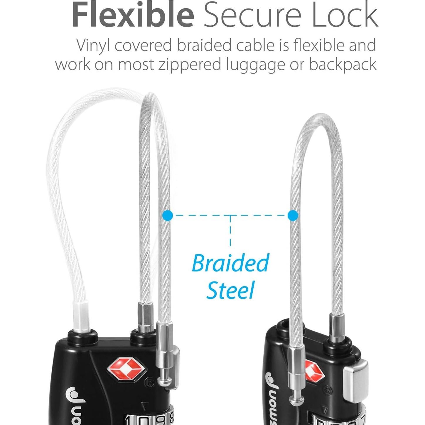 Candados de Combinación TSA Fosmon - 2 Paquete, Seguridad Equipaje
