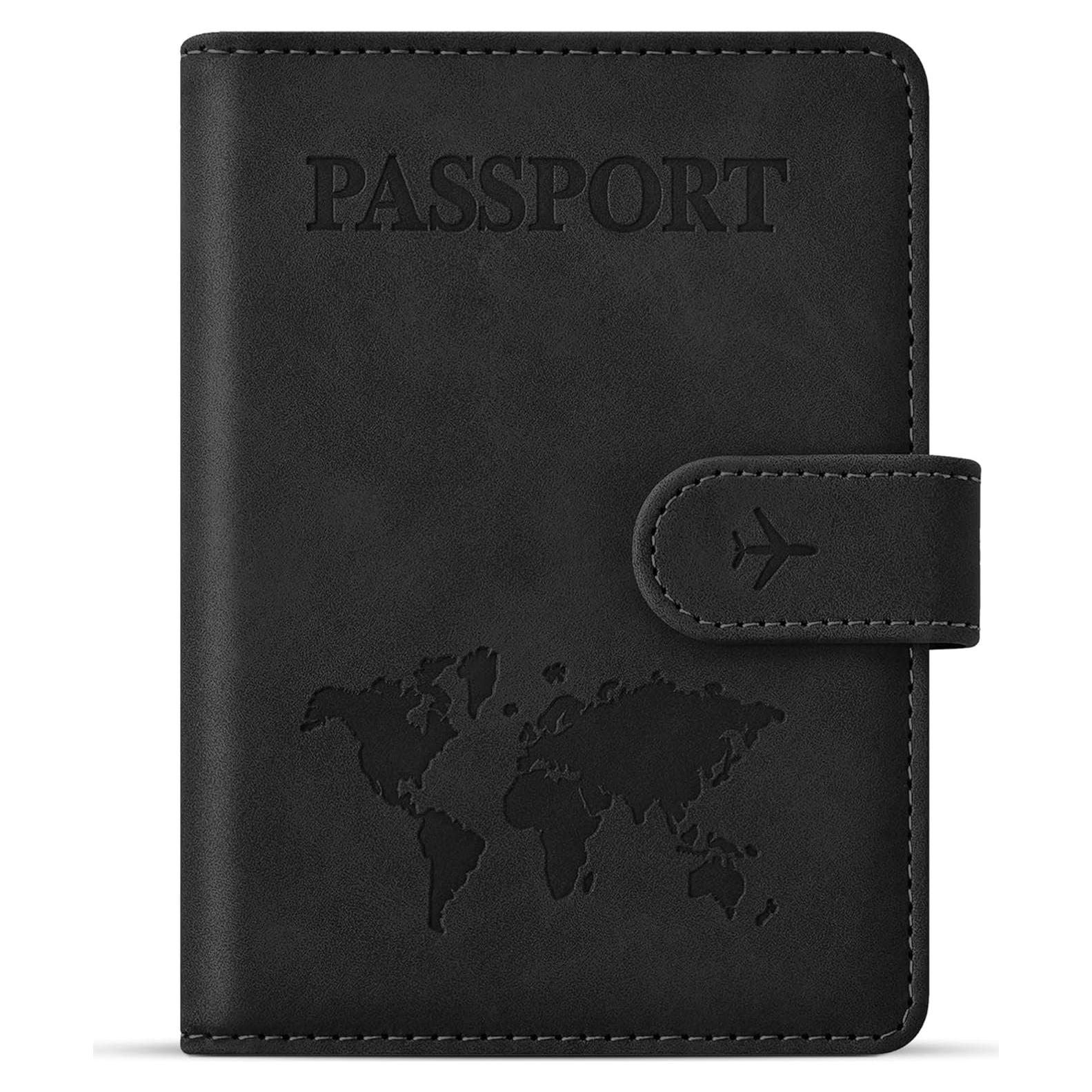 Portapasaportes RFID Eoehro Negro Unisex con Cierre Magnético