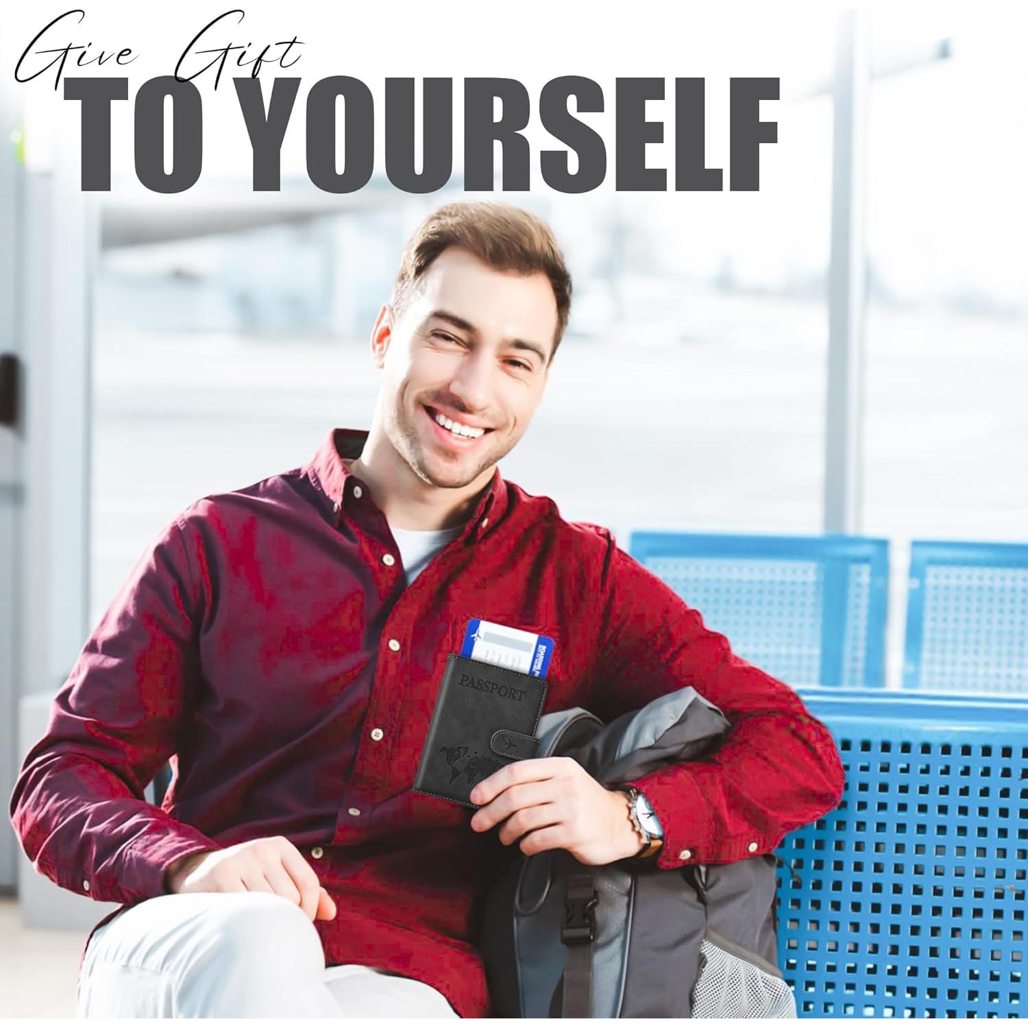 Portapasaportes RFID Eoehro Negro Unisex con Cierre Magnético