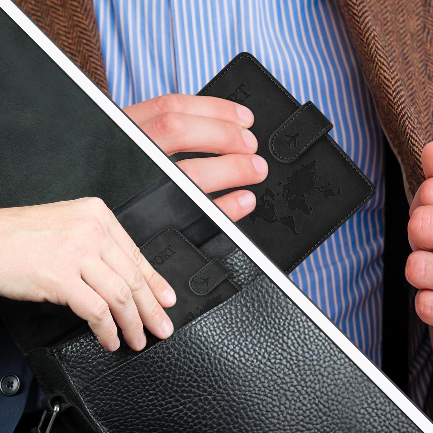 Portapasaportes RFID Eoehro Negro Unisex con Cierre Magnético