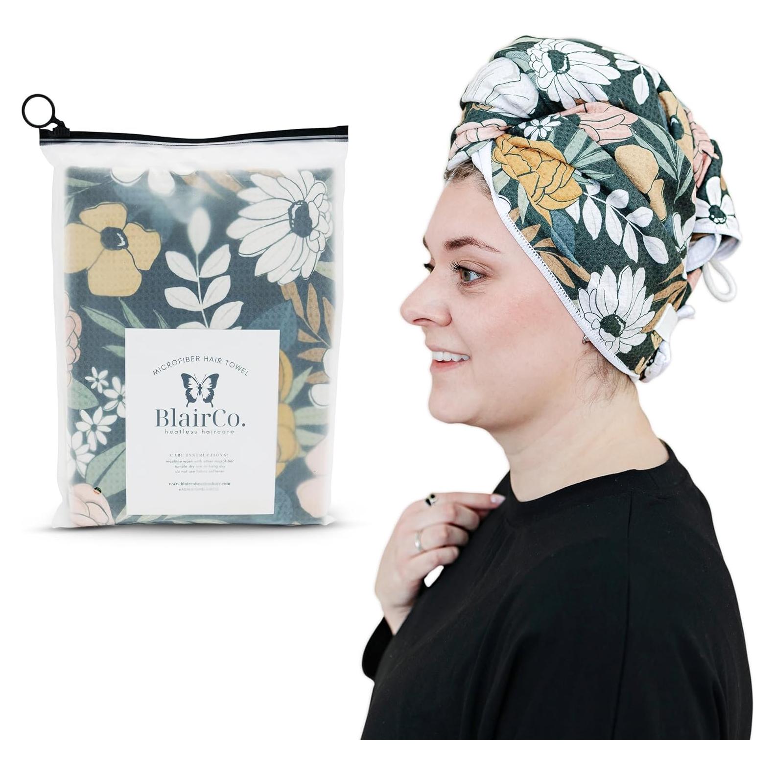 Toalla de Microfibra para Cabello BlairCo Floral Oscura 107x66cm