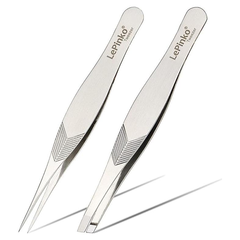 Set de Pinzas de Precisión LePinko 2PCS para Vello Facial y Cejas