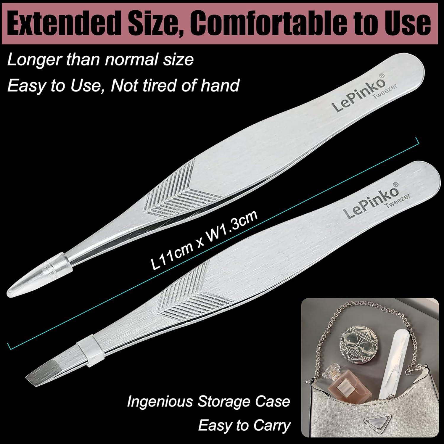 Set de Pinzas de Precisión LePinko 2PCS para Vello Facial y Cejas