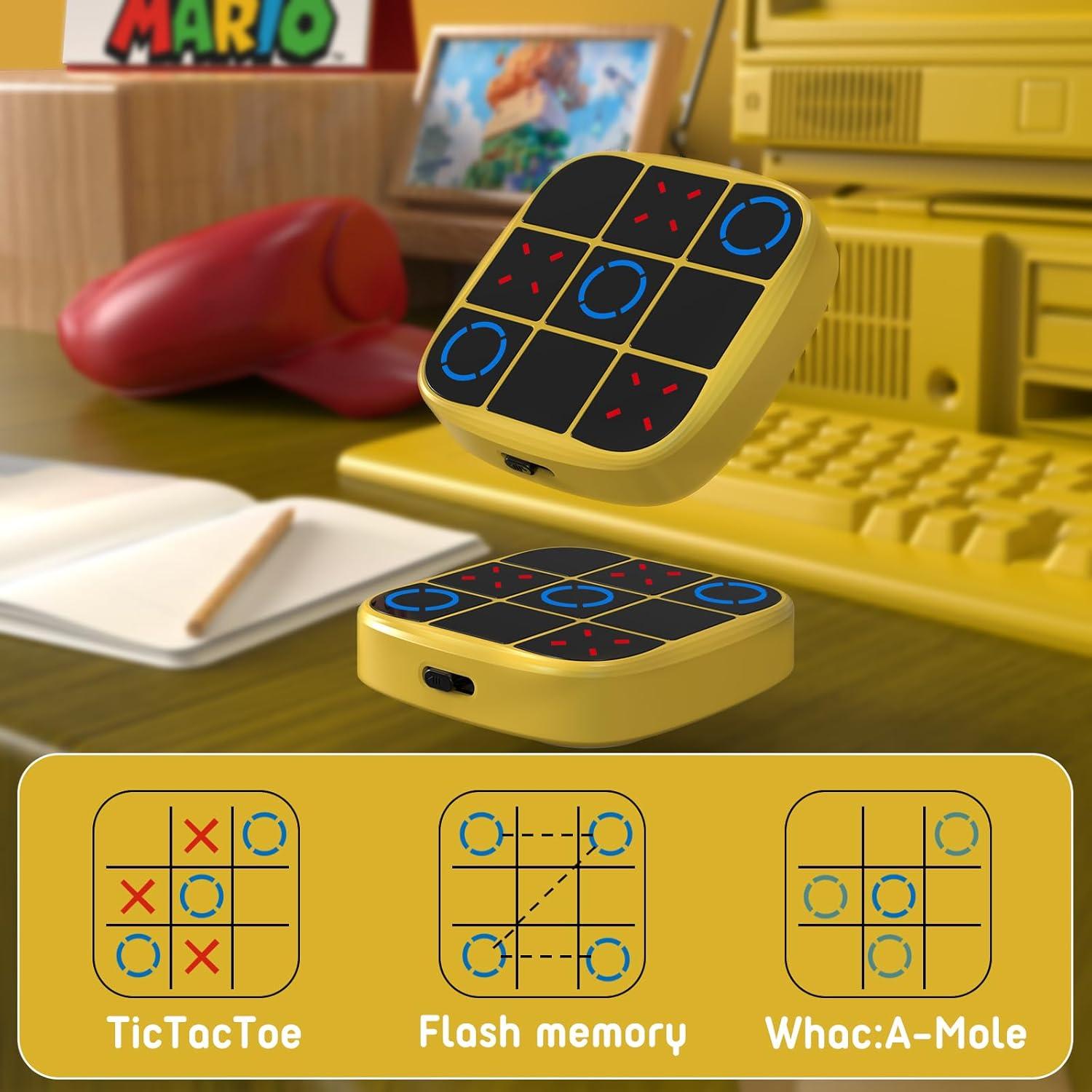 Juego Electrónico Tic Tac Toe KOQQQ 4-en-1 Portátil Amarillo