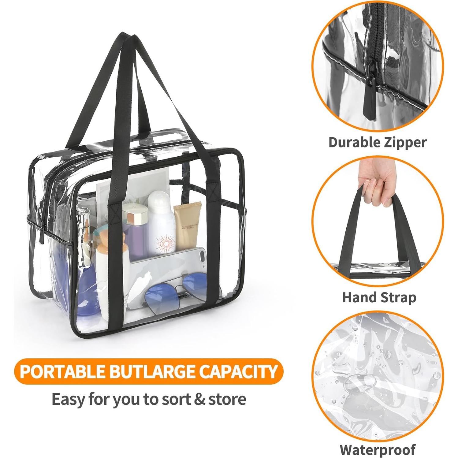 Bolsa de Maquillaje Transparente HAOGUAGUA 30x26x13 cm Negra