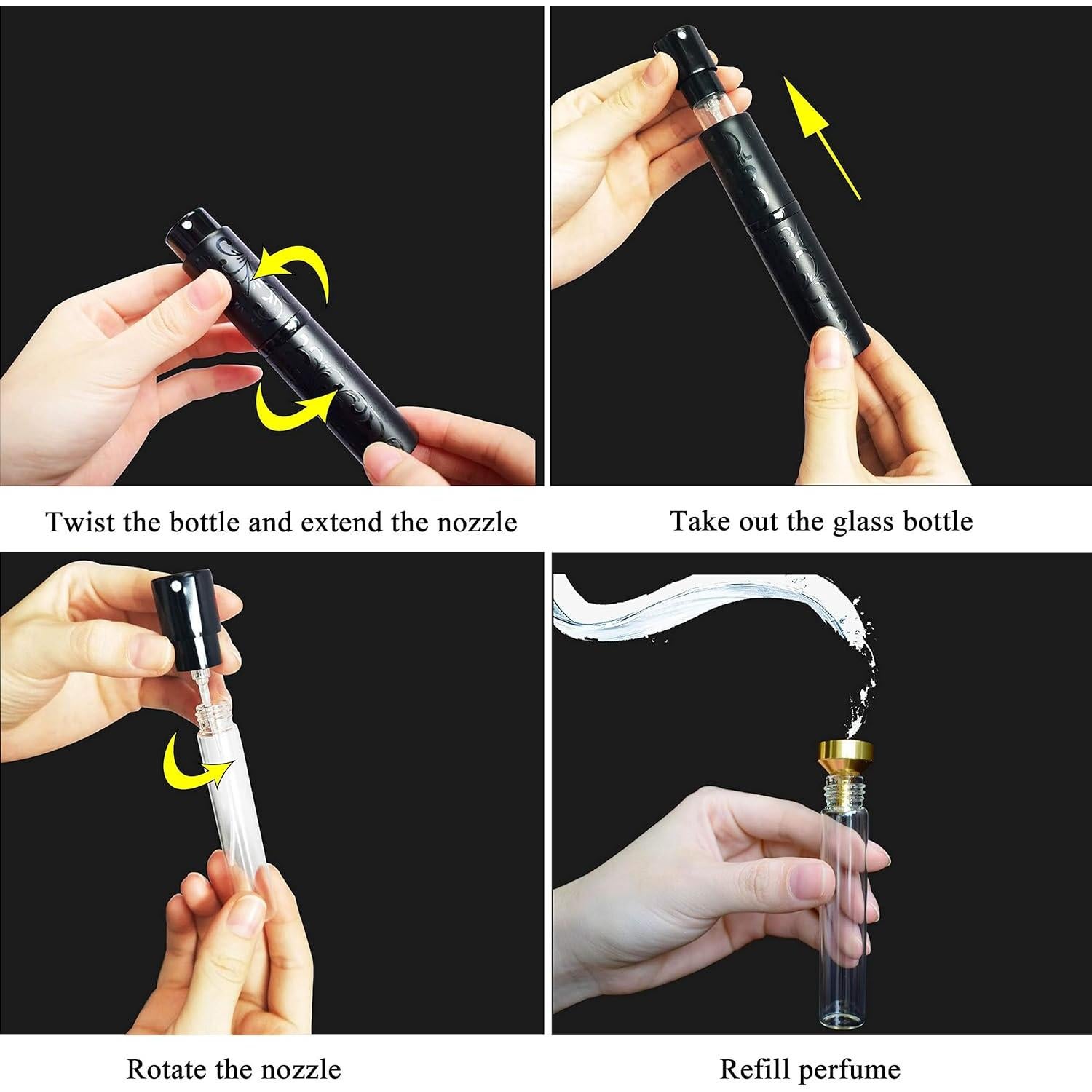 Atomizador de Perfume Recargable ZKSM 10ML Negro con Embudo