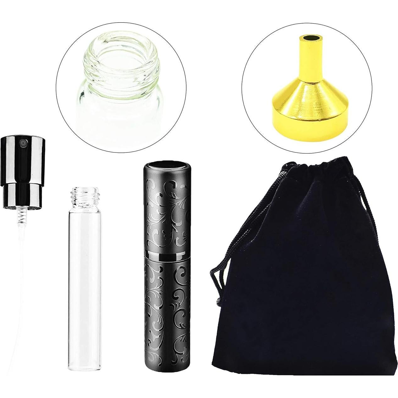 Atomizador de Perfume Recargable ZKSM 10ML Negro con Embudo