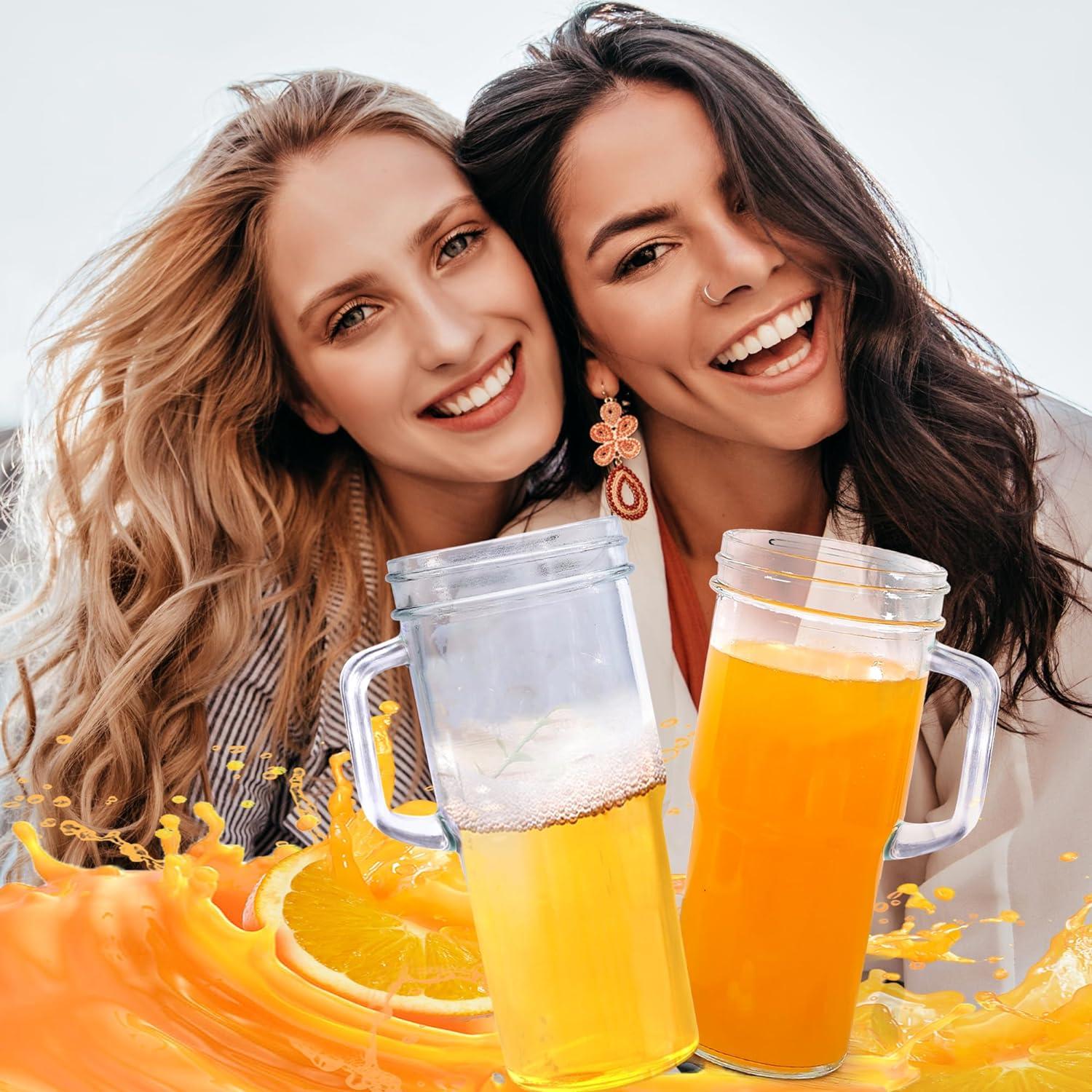 Tazas de vidrio 24oz con tapas de bambú y popotes acero inoxidable