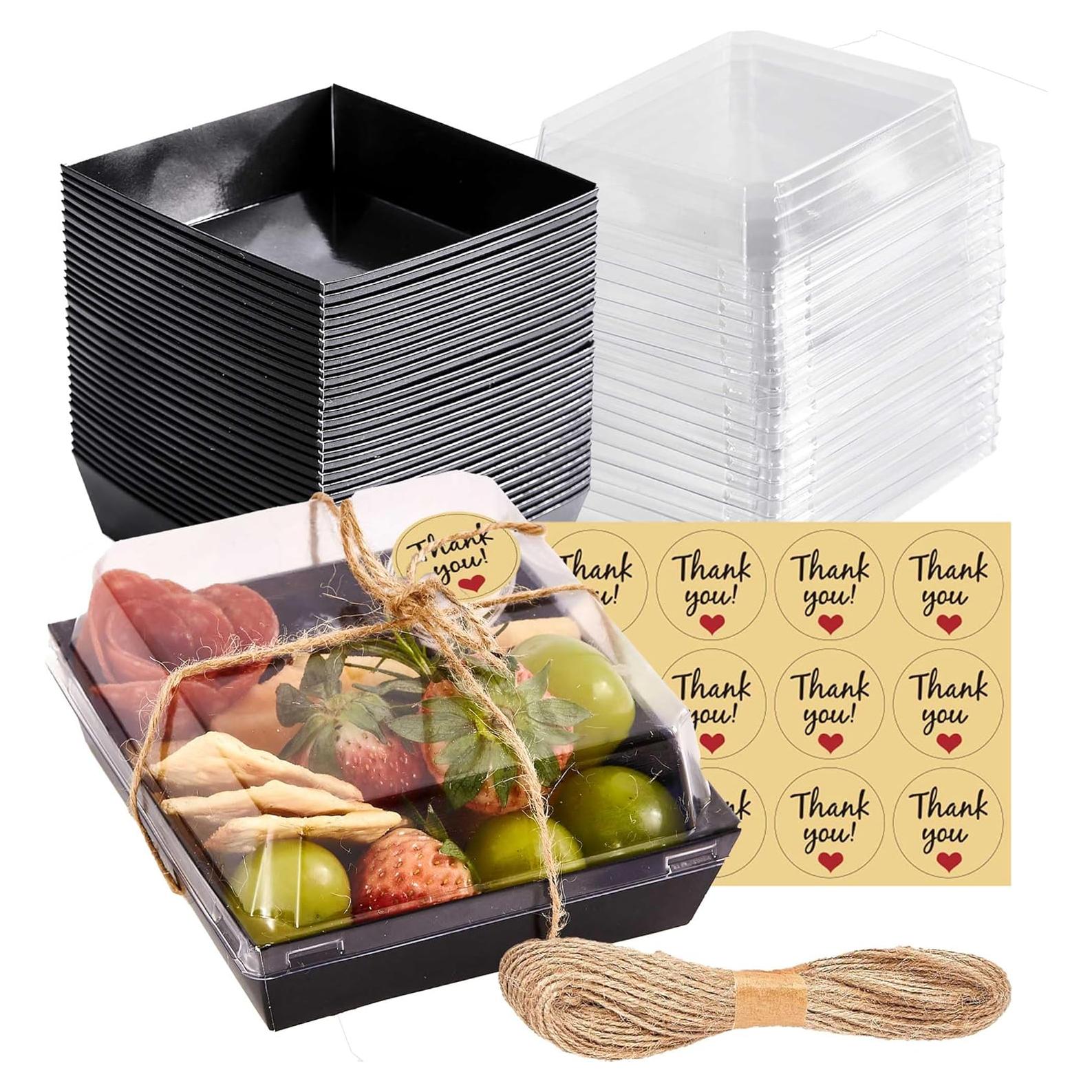 50 Cajas de Charcutería Desechables Leafiew 13.5x12.5cm