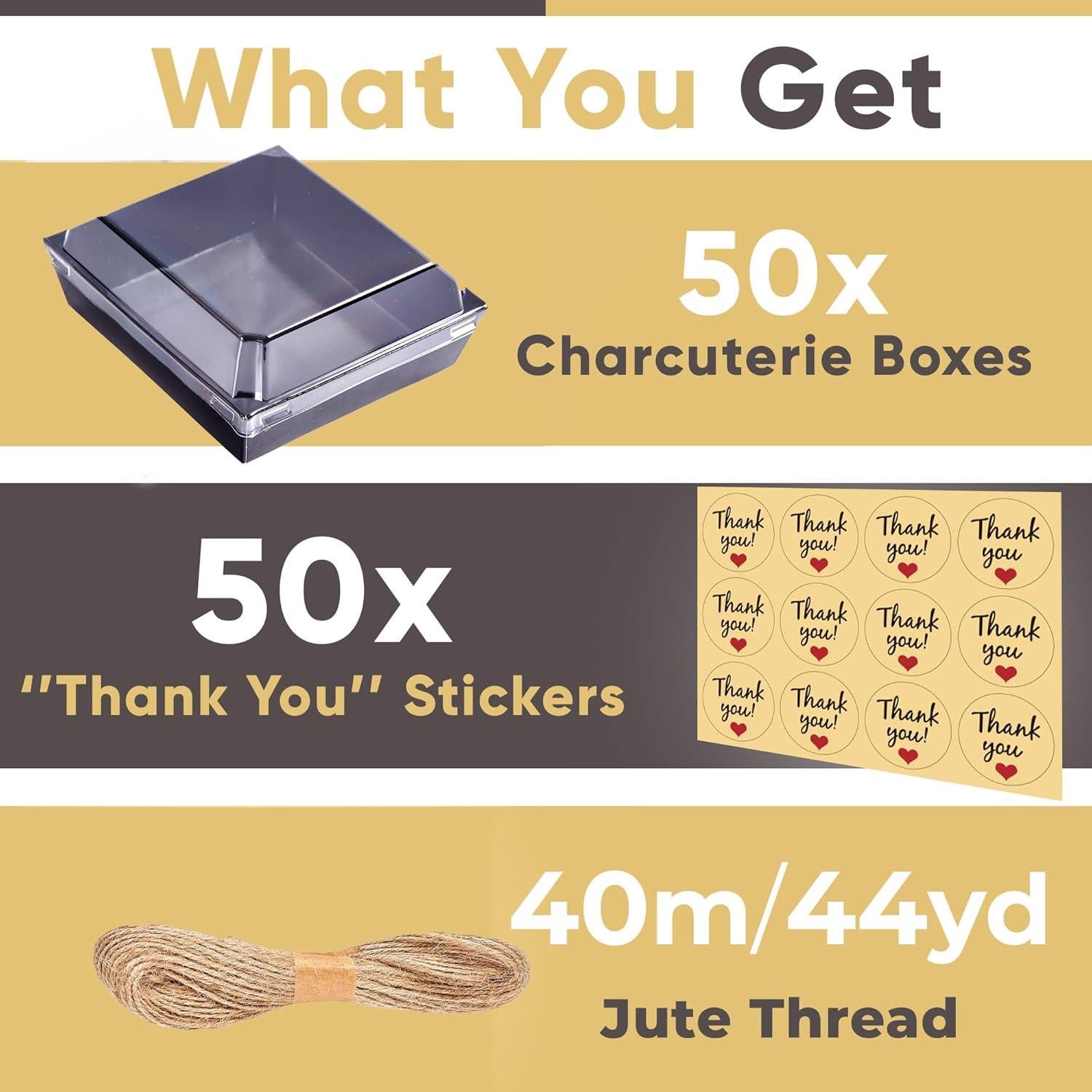 50 Cajas de Charcutería Desechables Leafiew 13.5x12.5cm