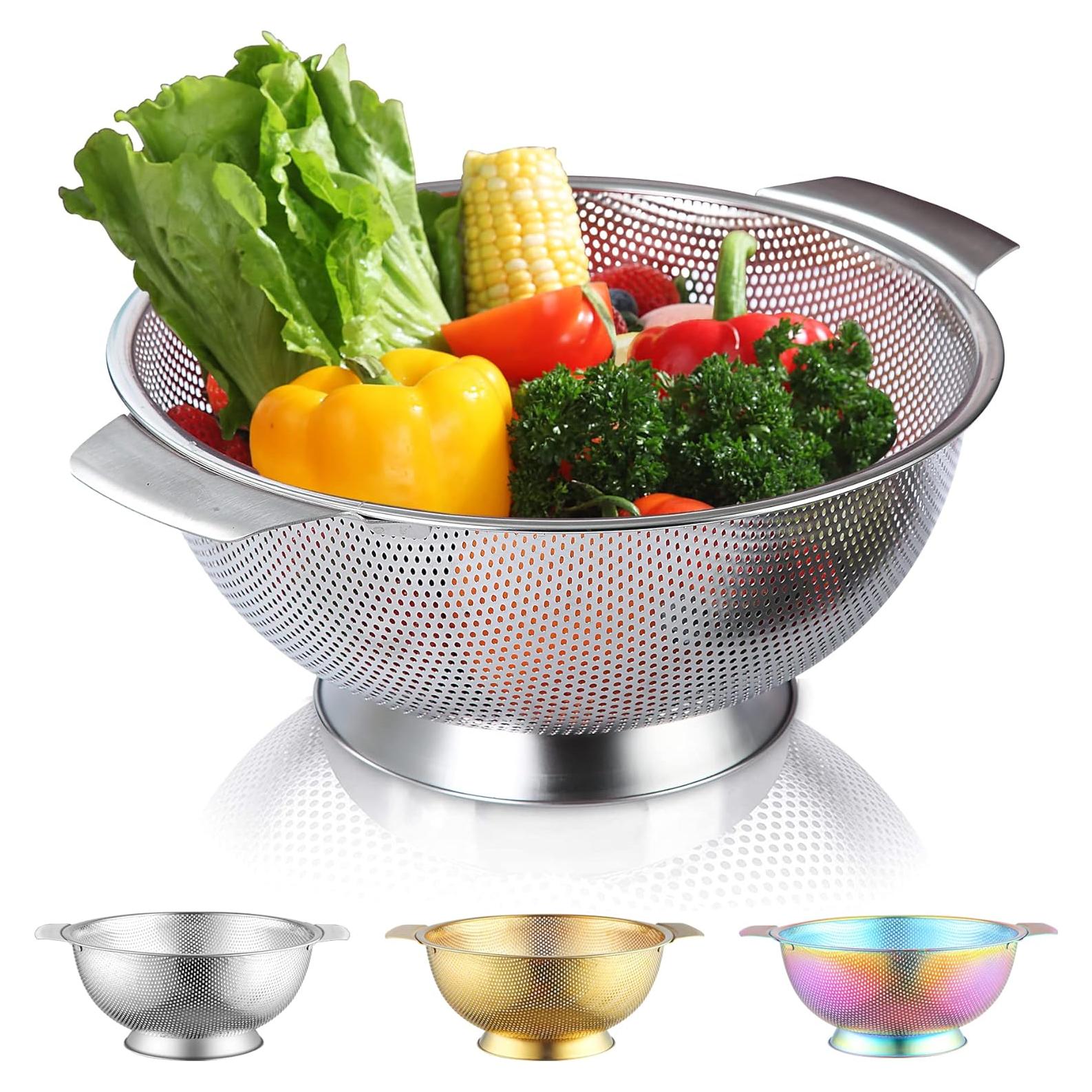 Colador de Acero Inoxidable Kyraton 5 Cuartos con Drenaje Rápido