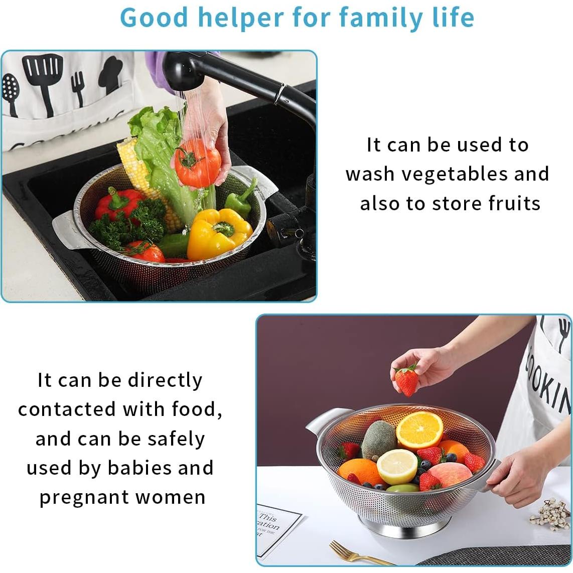 Colador de Acero Inoxidable Kyraton 5 Cuartos con Drenaje Rápido