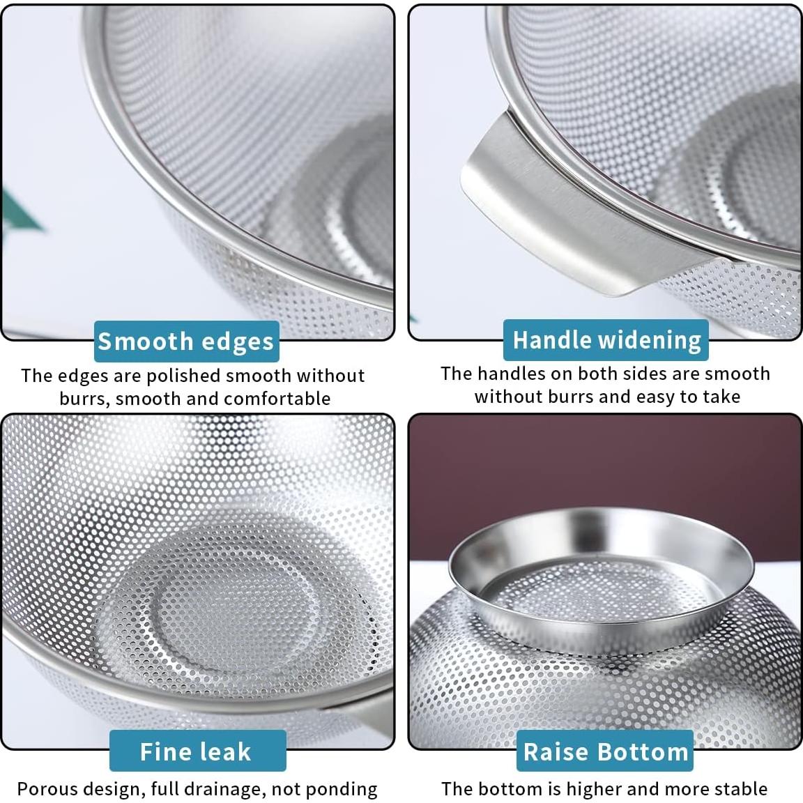 Colador de Acero Inoxidable Kyraton 5 Cuartos con Drenaje Rápido