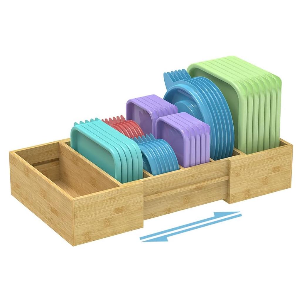 Organizador de Tapas Expandible Retro Shaw de Bambú Grande