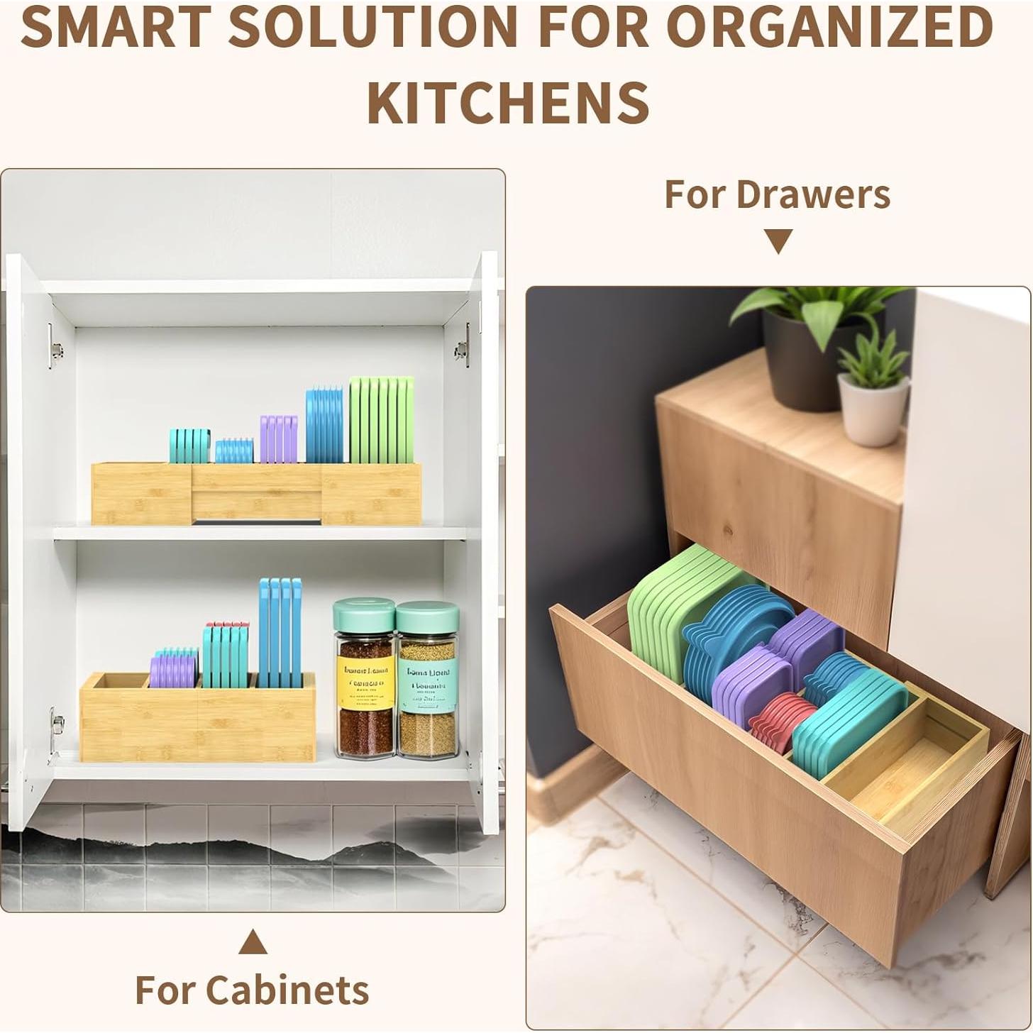 Organizador de Tapas Expandible Retro Shaw de Bambú Grande