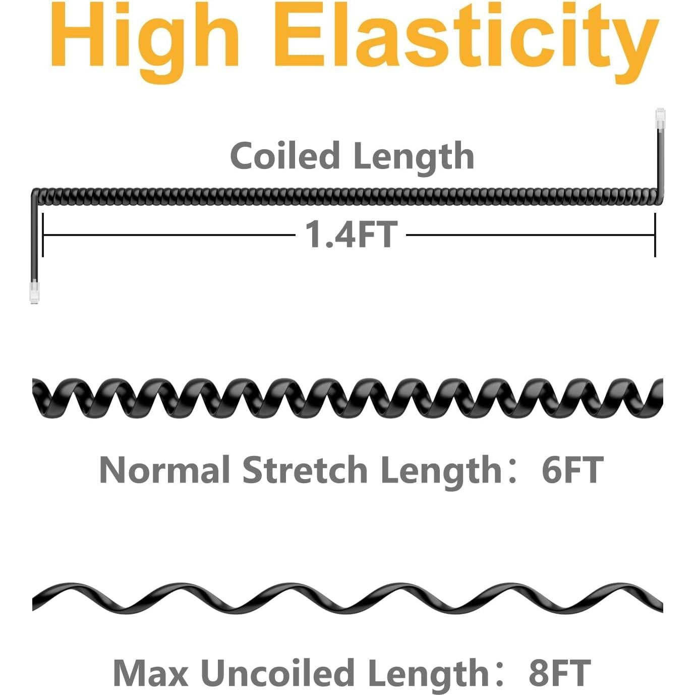 Cable de Teléfono Uvital RJ9 5 Pack 1.4m/8m Negro