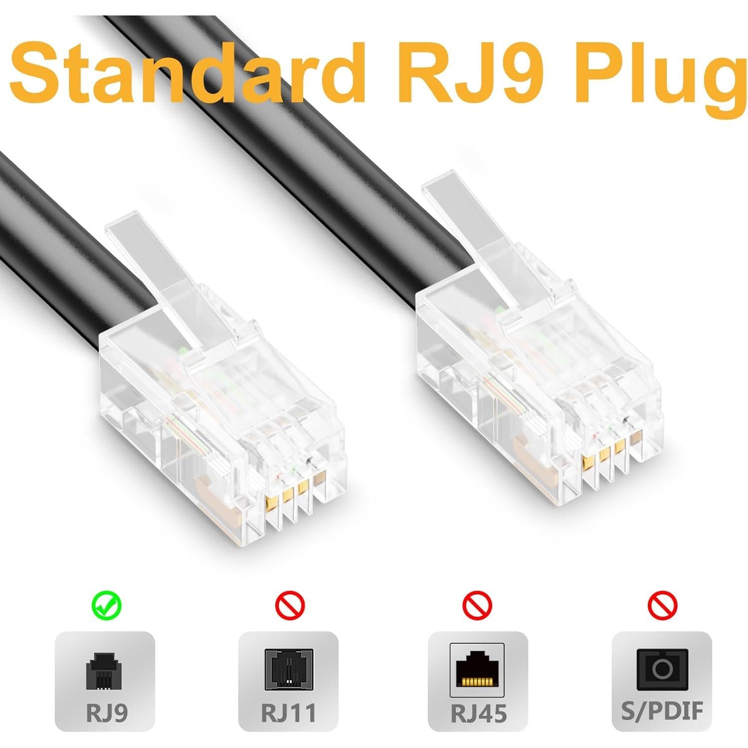 Cable de Teléfono Uvital RJ9 5 Pack 1.4m/8m Negro