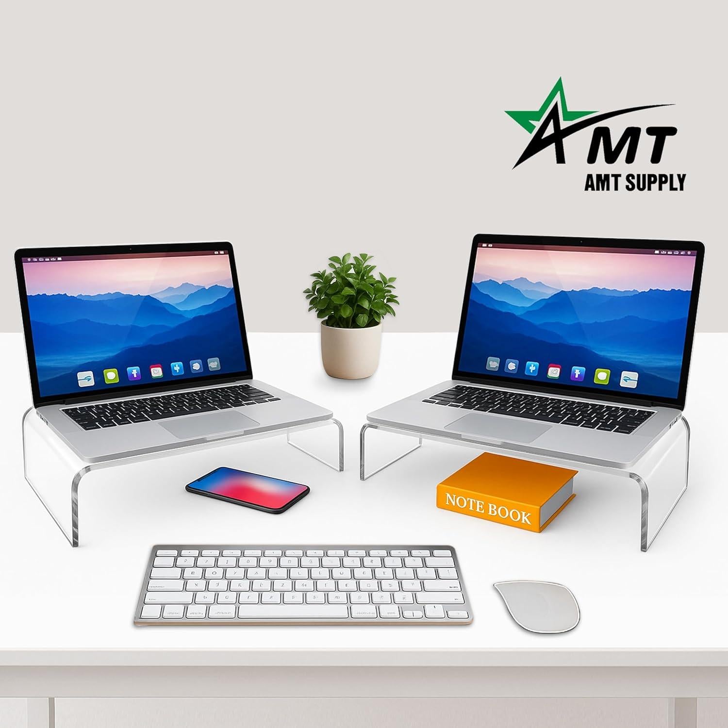 Soporte de Monitor Acrílico AMT - Elevador para Laptop/PC - 22.68 kg