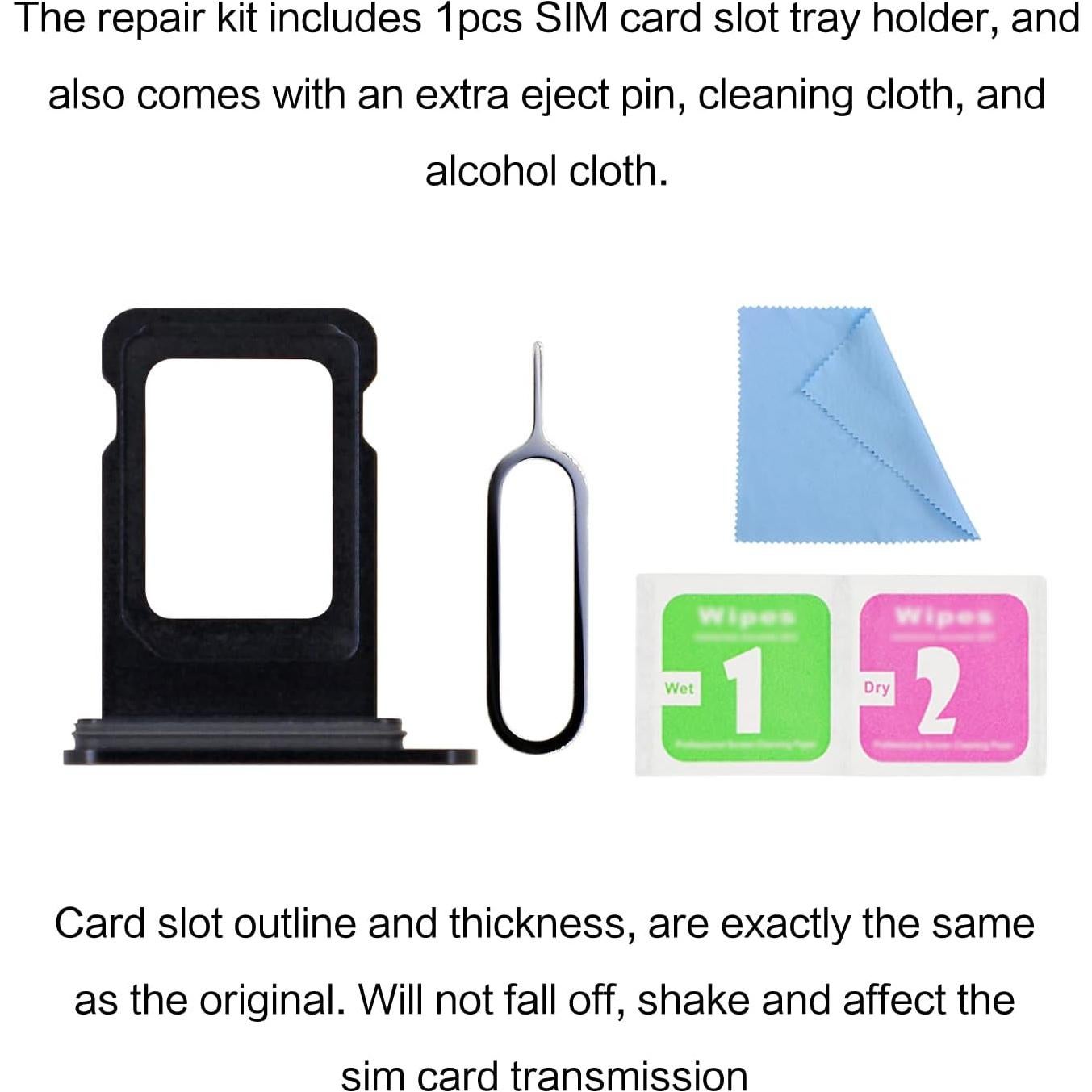 Bandeja para tarjeta SIM ASDAWN iPhone 12 Negro con kit de reparación