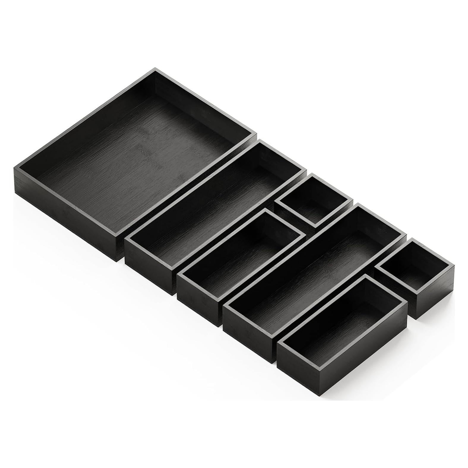 Conjunto 7 Cajas Organizadoras de Bambú SpaceAid - Negro
