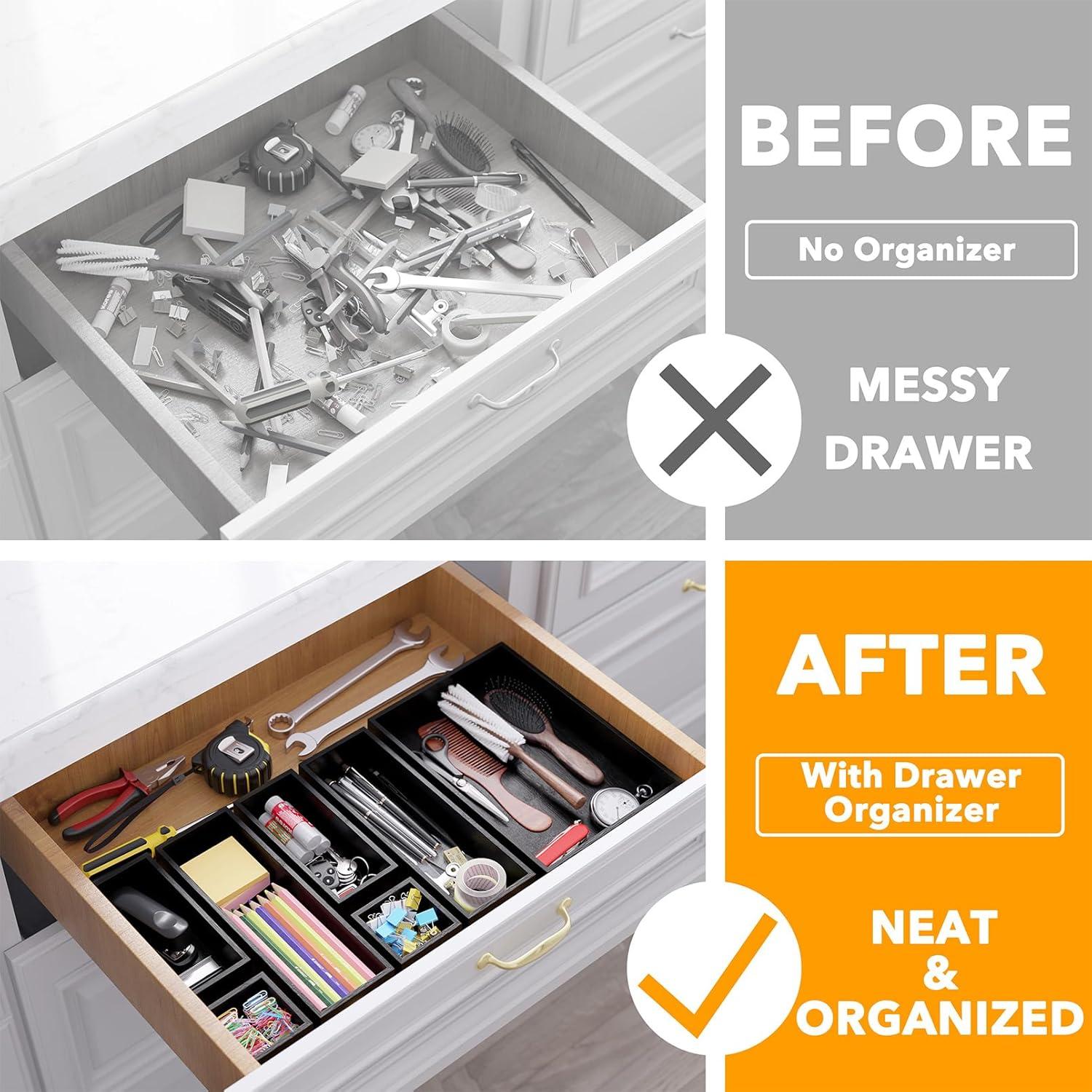 Conjunto 7 Cajas Organizadoras de Bambú SpaceAid - Negro