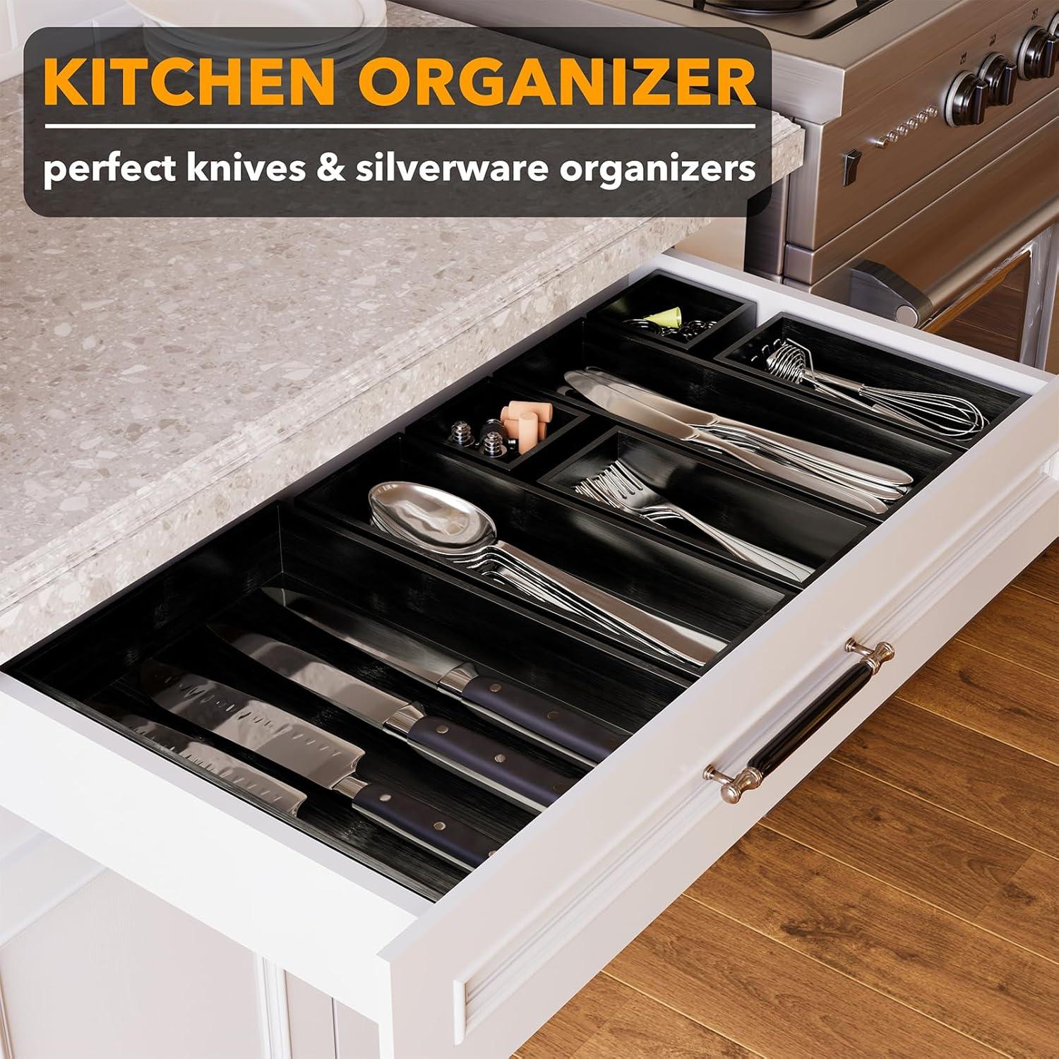 Conjunto 7 Cajas Organizadoras de Bambú SpaceAid - Negro